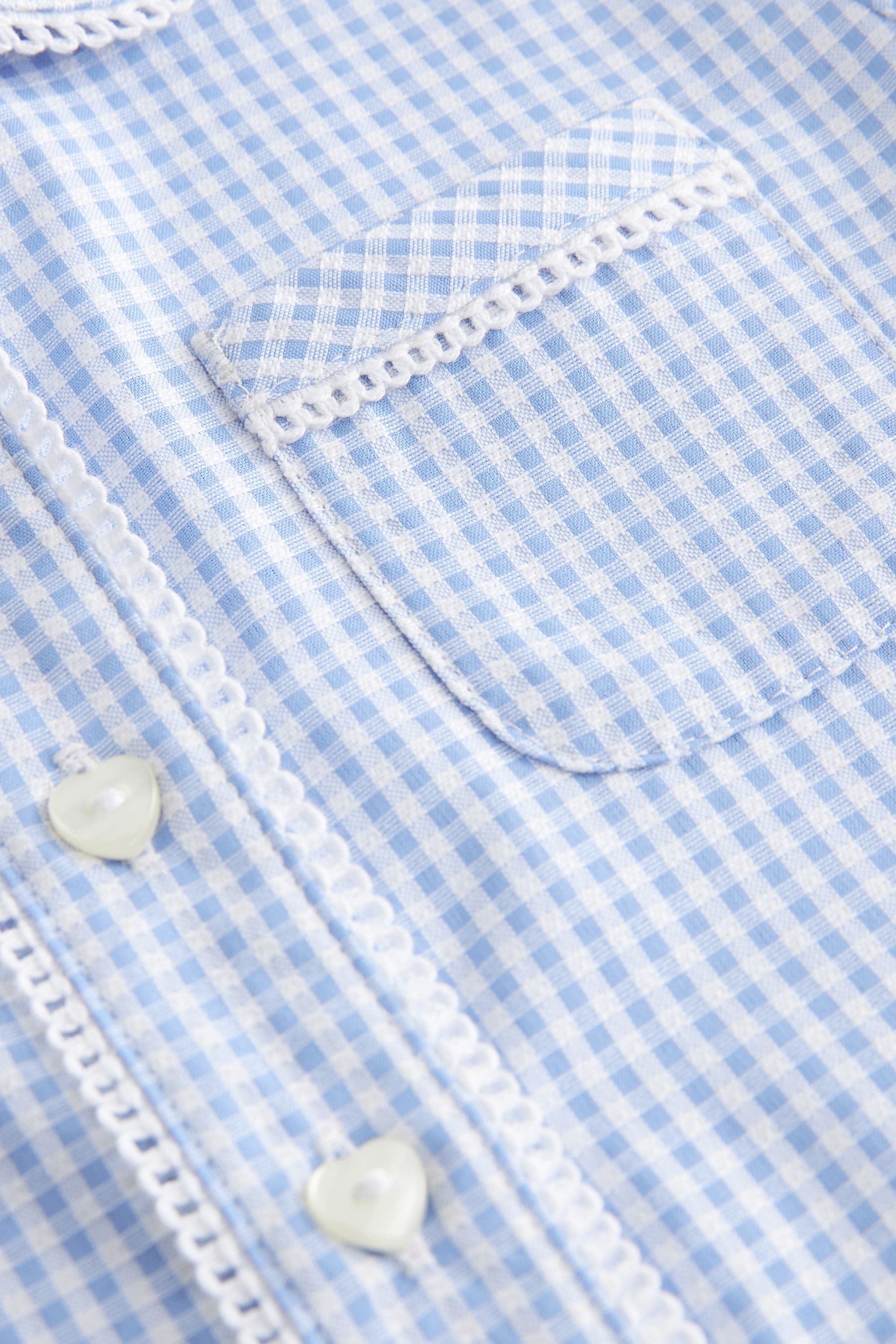 Blue Cotton Rich School Gingham Blouse (3-14yrs)