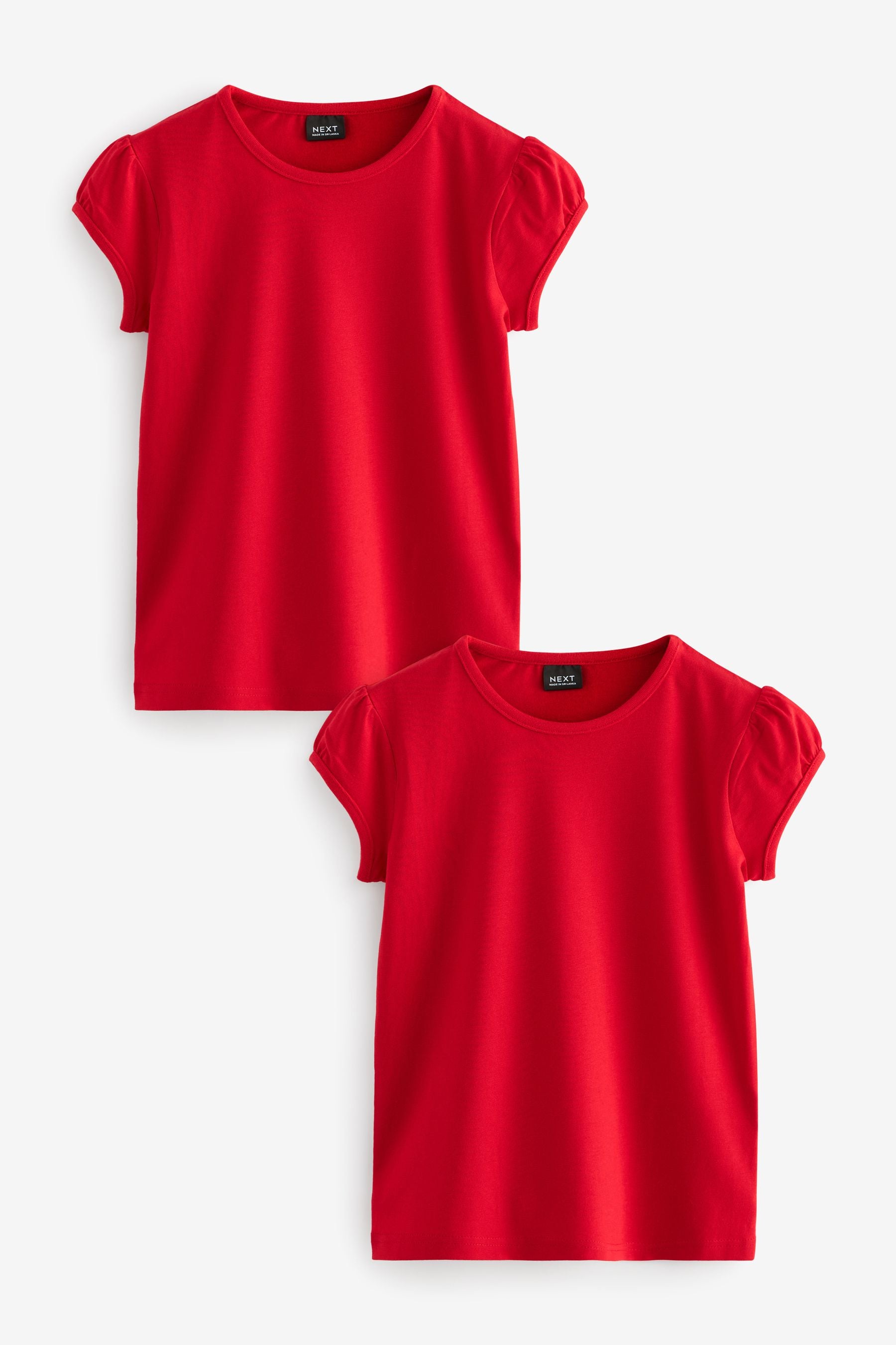 Red 2 Pack Cotton Puff Sleeve T-Shirts (3-16yrs)