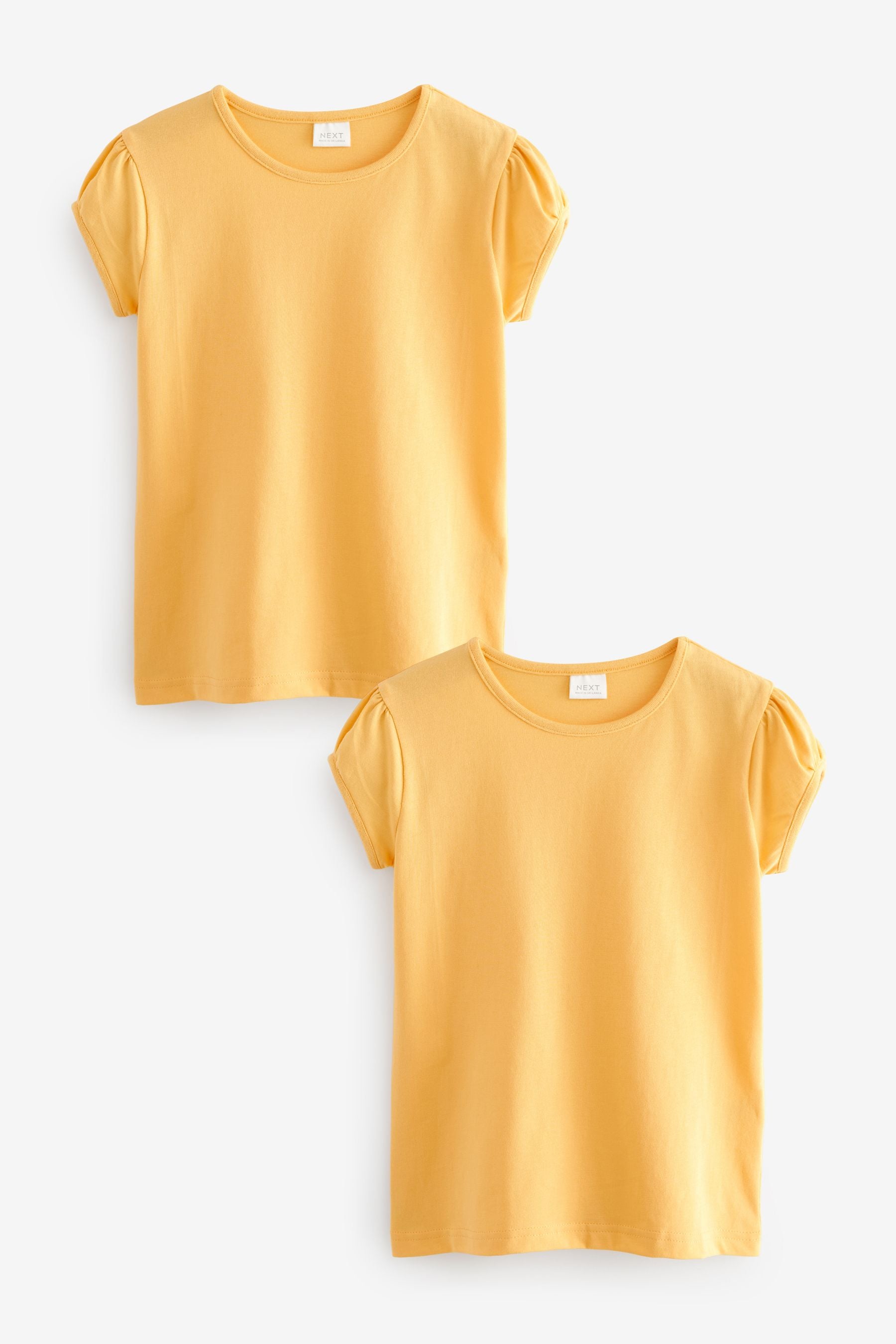 Yellow 2 Pack Cotton Puff Sleeve T-Shirts (3-16yrs)