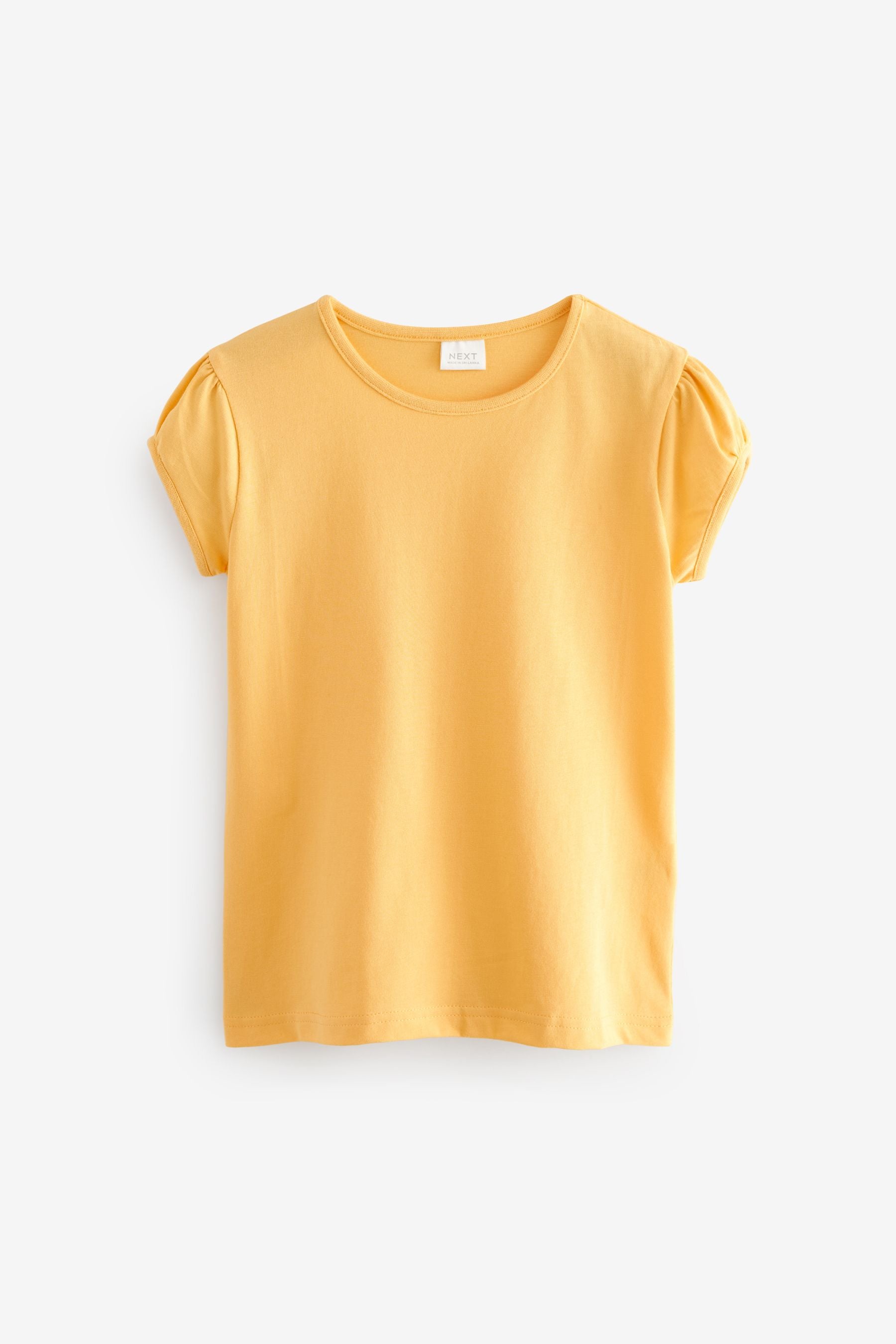 Yellow 100% Cotton Puff Sleeve T-Shirts 2 Pack (3-16yrs)