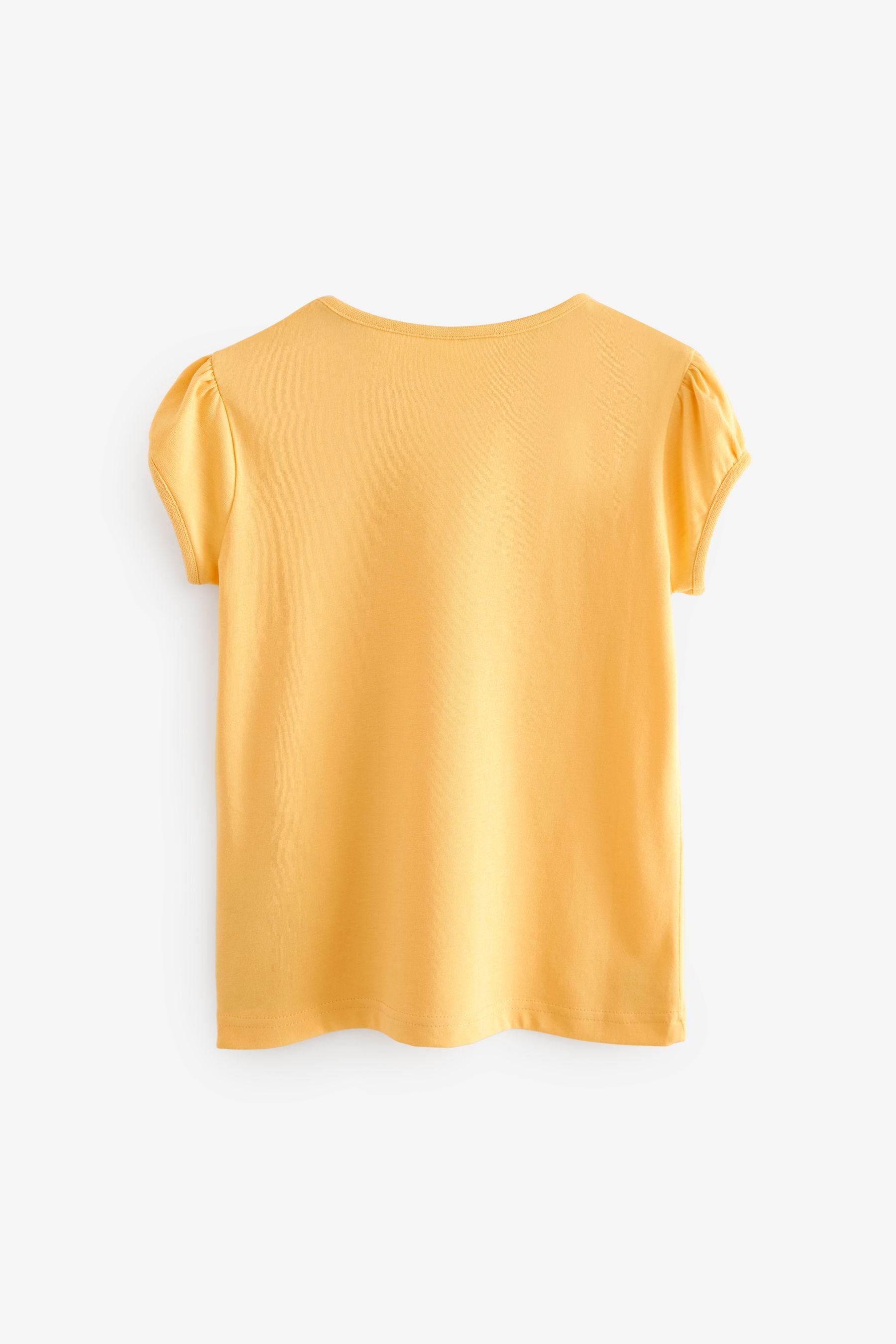 Yellow 2 Pack Cotton Puff Sleeve T-Shirts (3-16yrs)