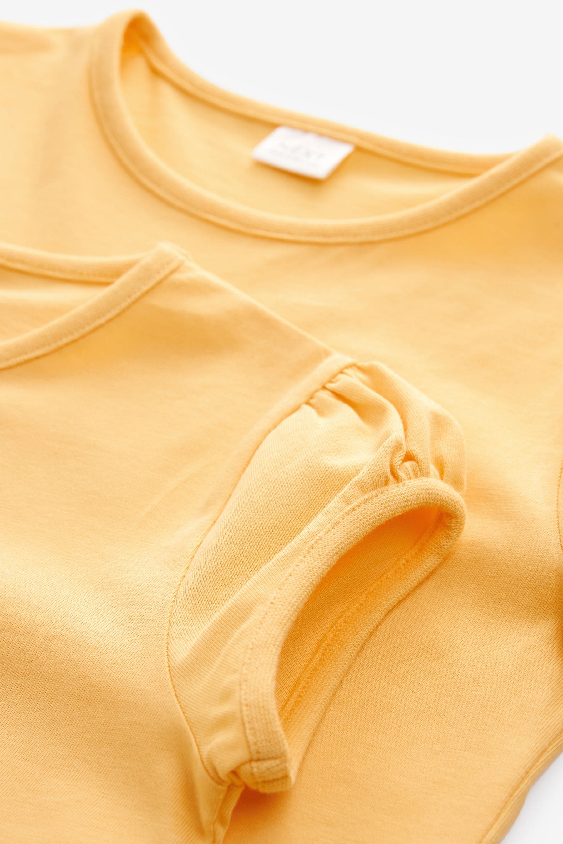 Yellow 2 Pack Cotton Puff Sleeve T-Shirts (3-16yrs)