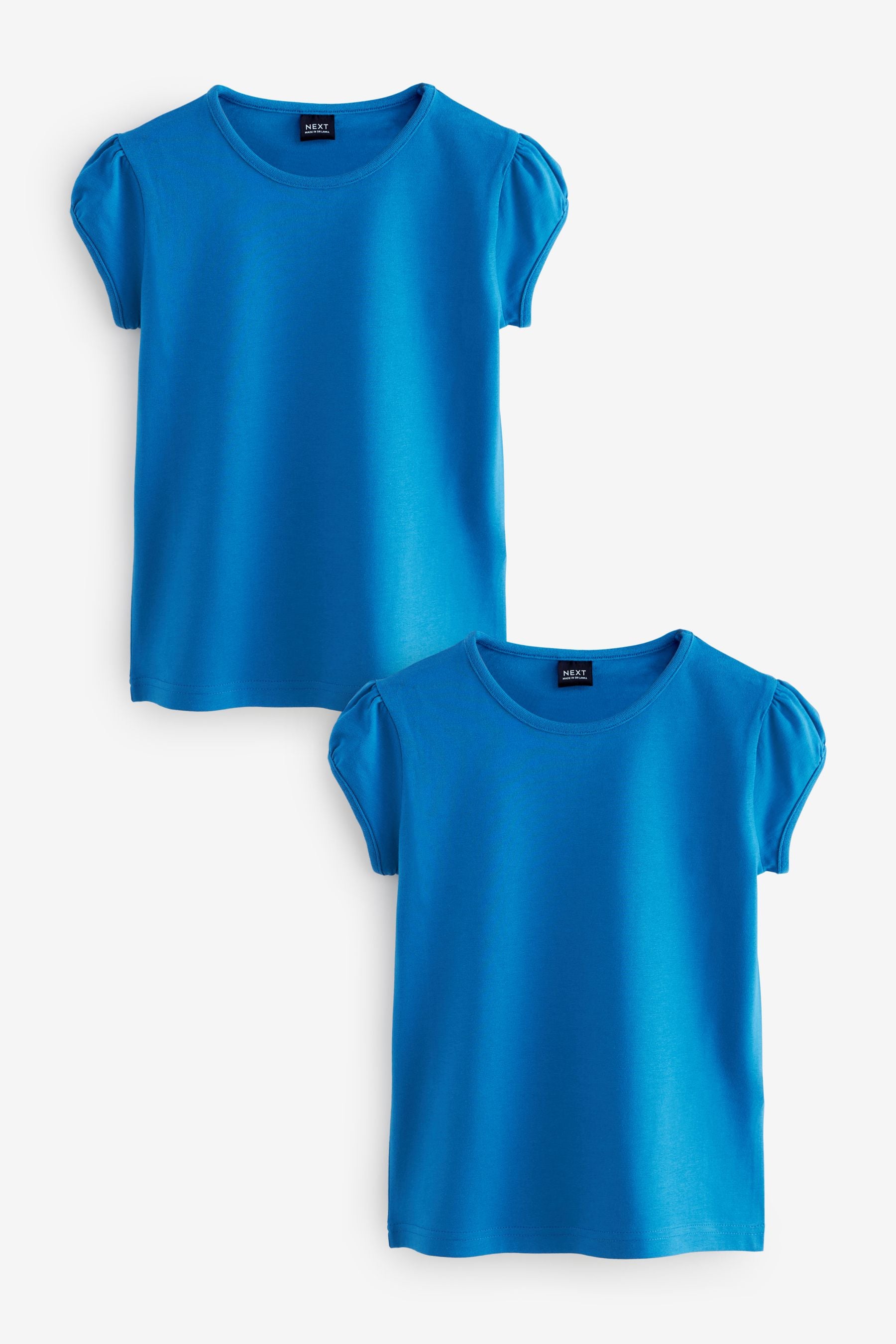 Blue 2 Pack Cotton Puff Sleeve T-Shirts (3-16yrs)