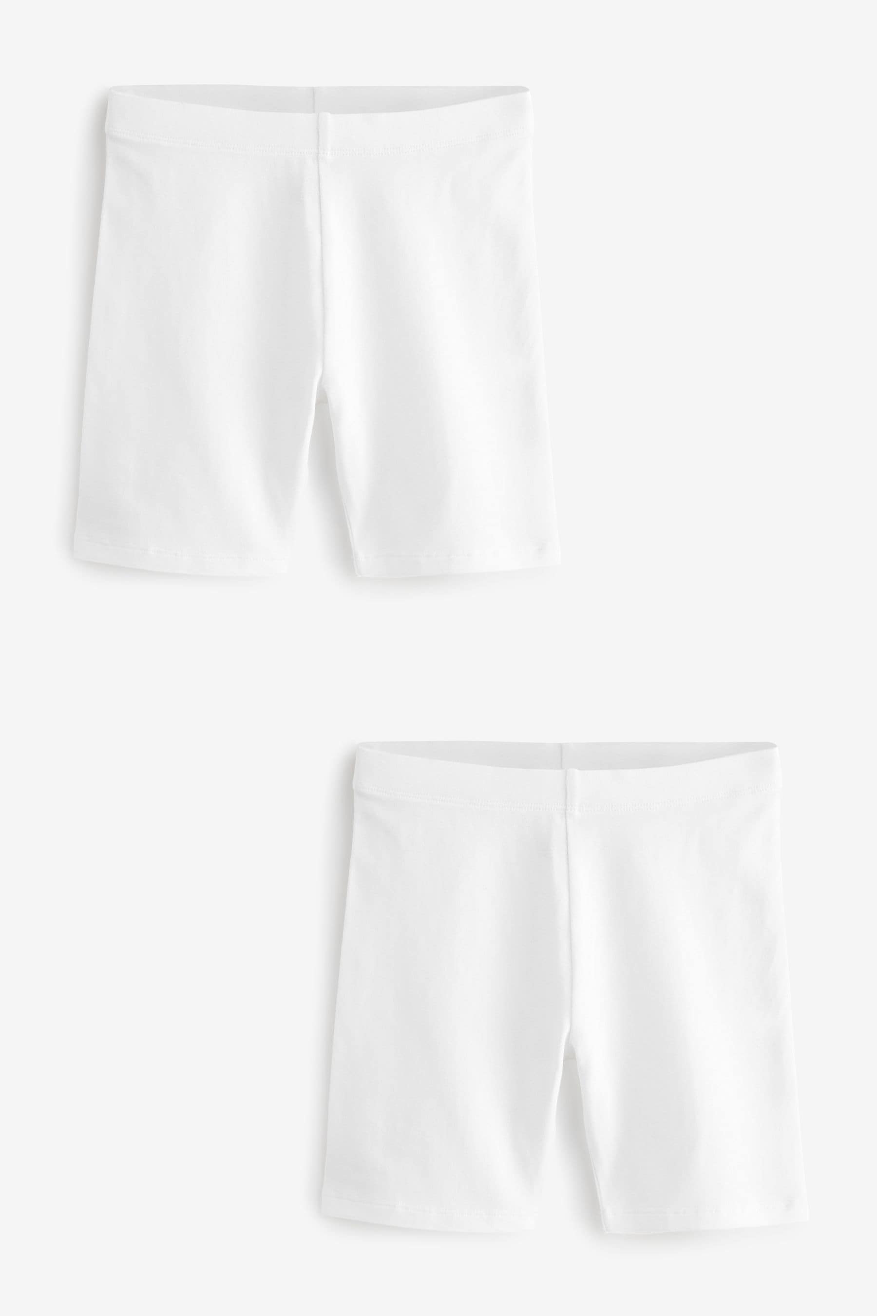 White Longer Length 2 Pack Cotton Rich Stretch Cycle Shorts (3-16yrs)