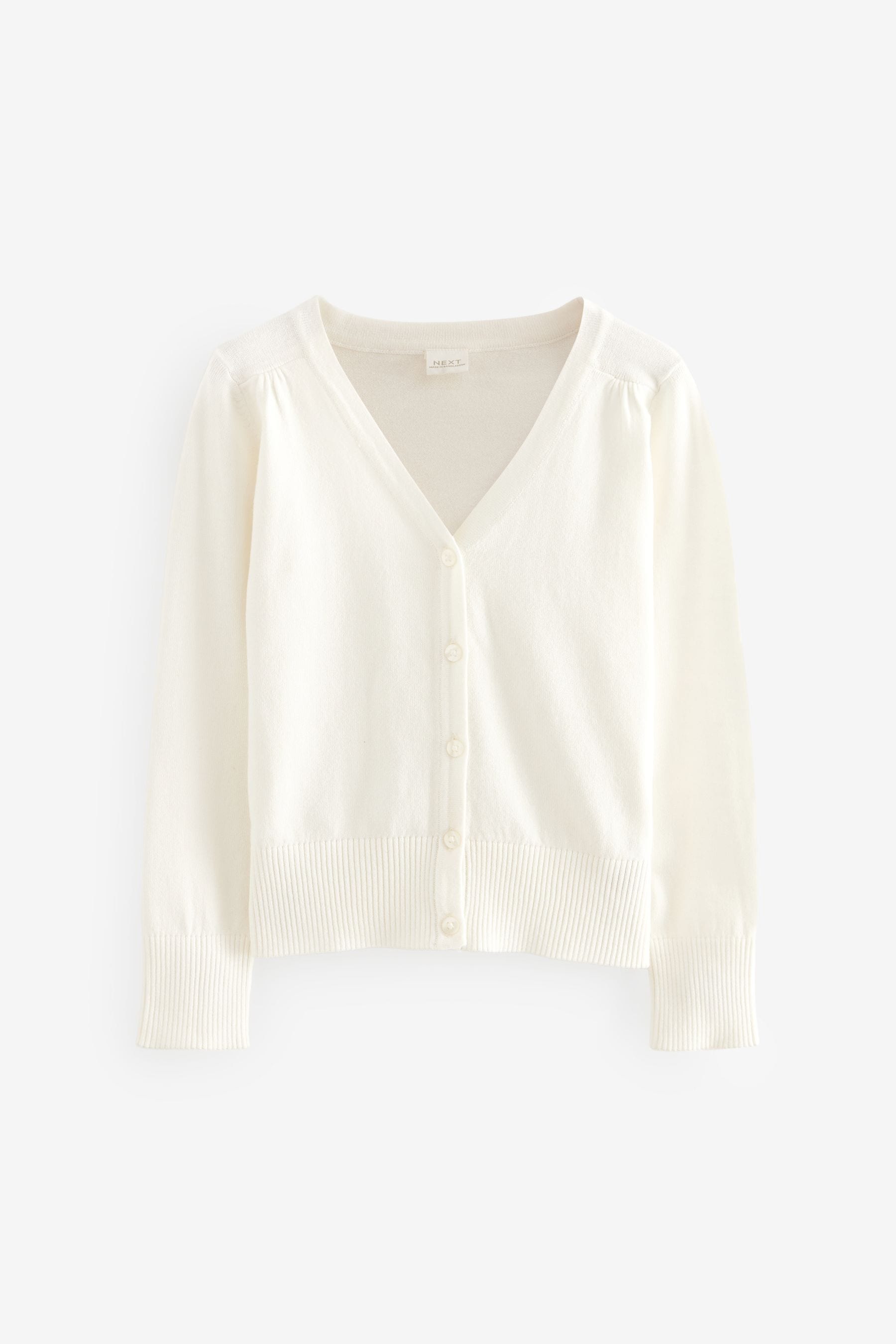 Cream Cotton Rich School V-Neck Cardigan (3-16yrs)