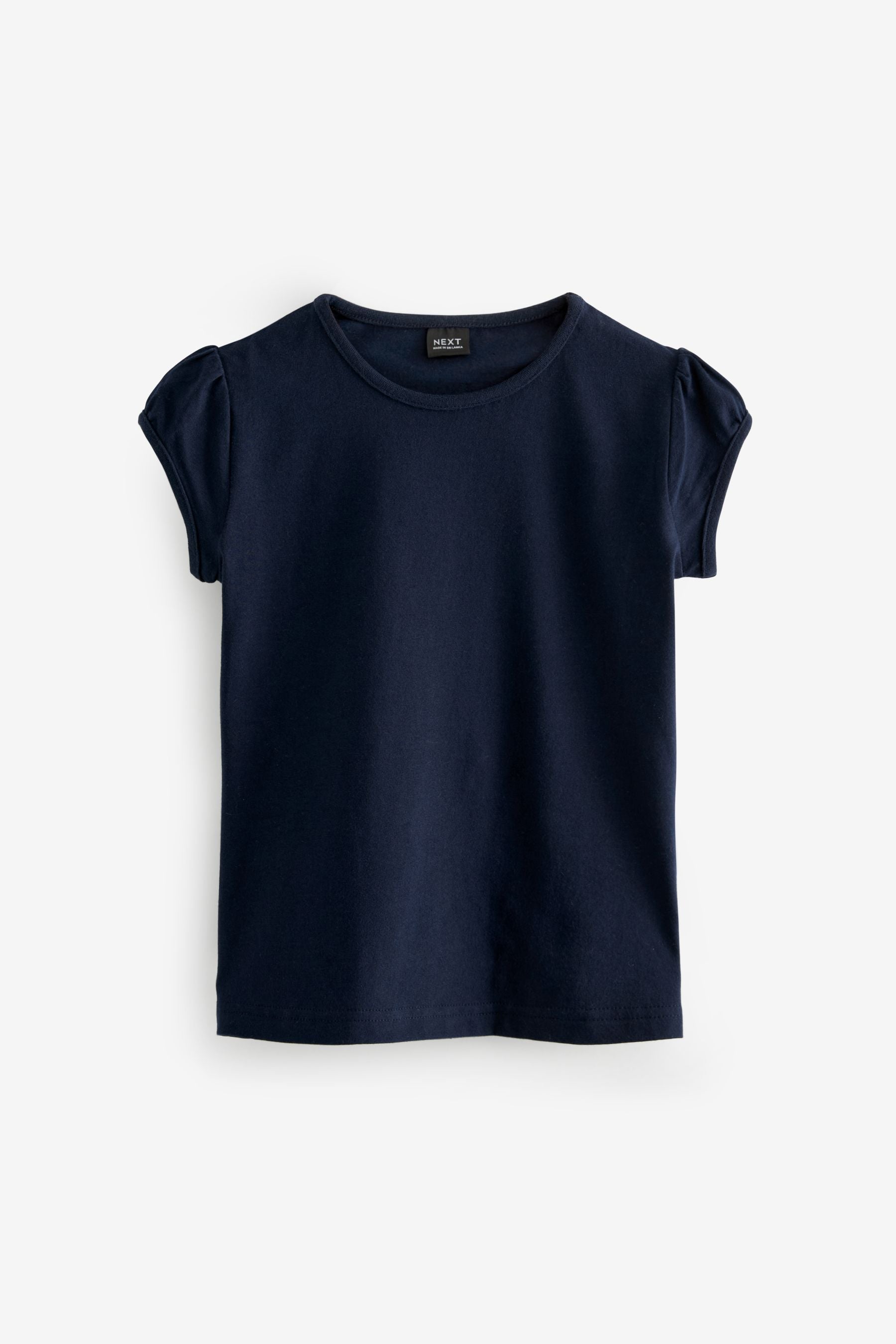 Navy Blue 2 Pack Cotton Puff Sleeve T-Shirts (3-16yrs)