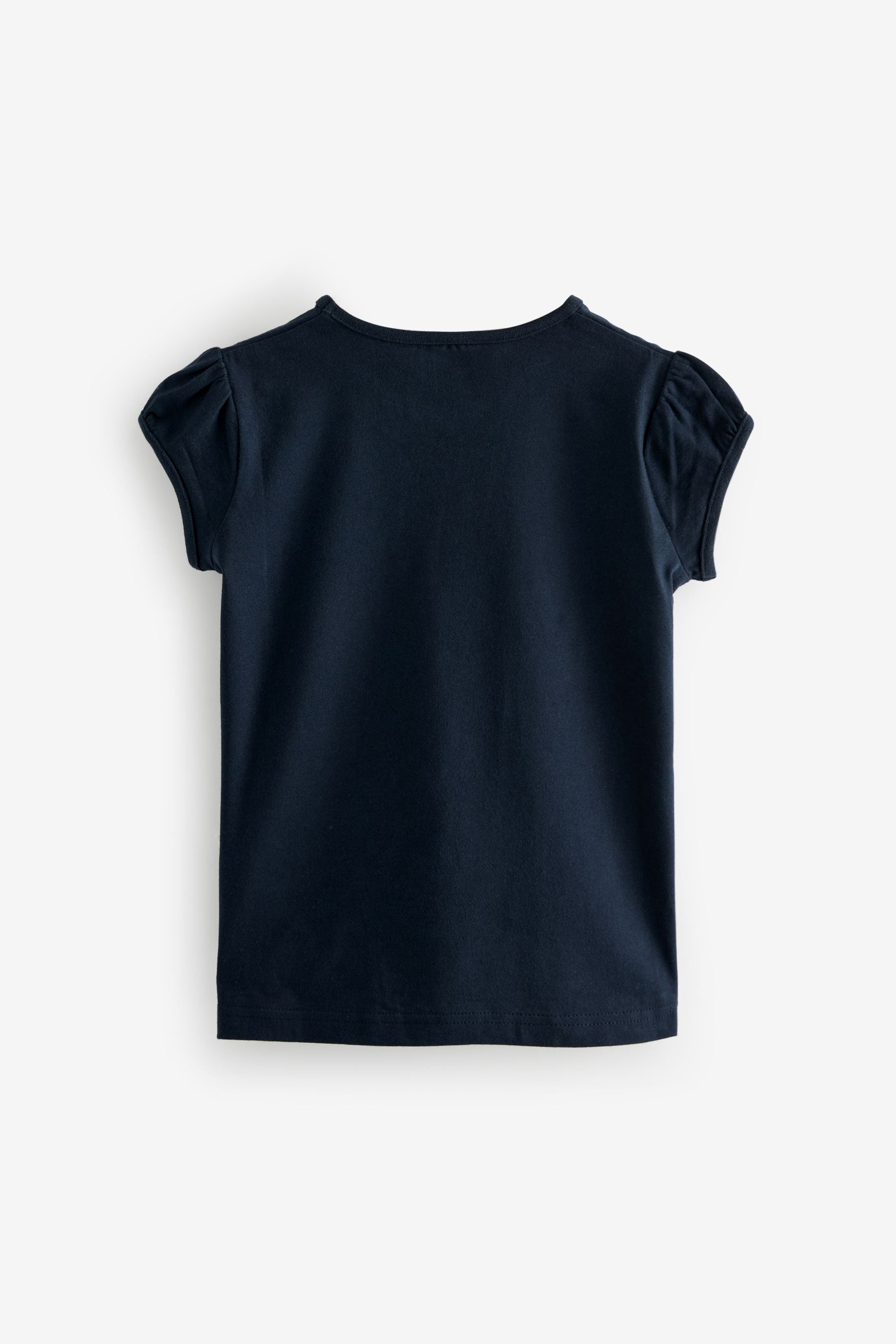 Navy Blue 2 Pack Cotton Puff Sleeve T-Shirts (3-16yrs)