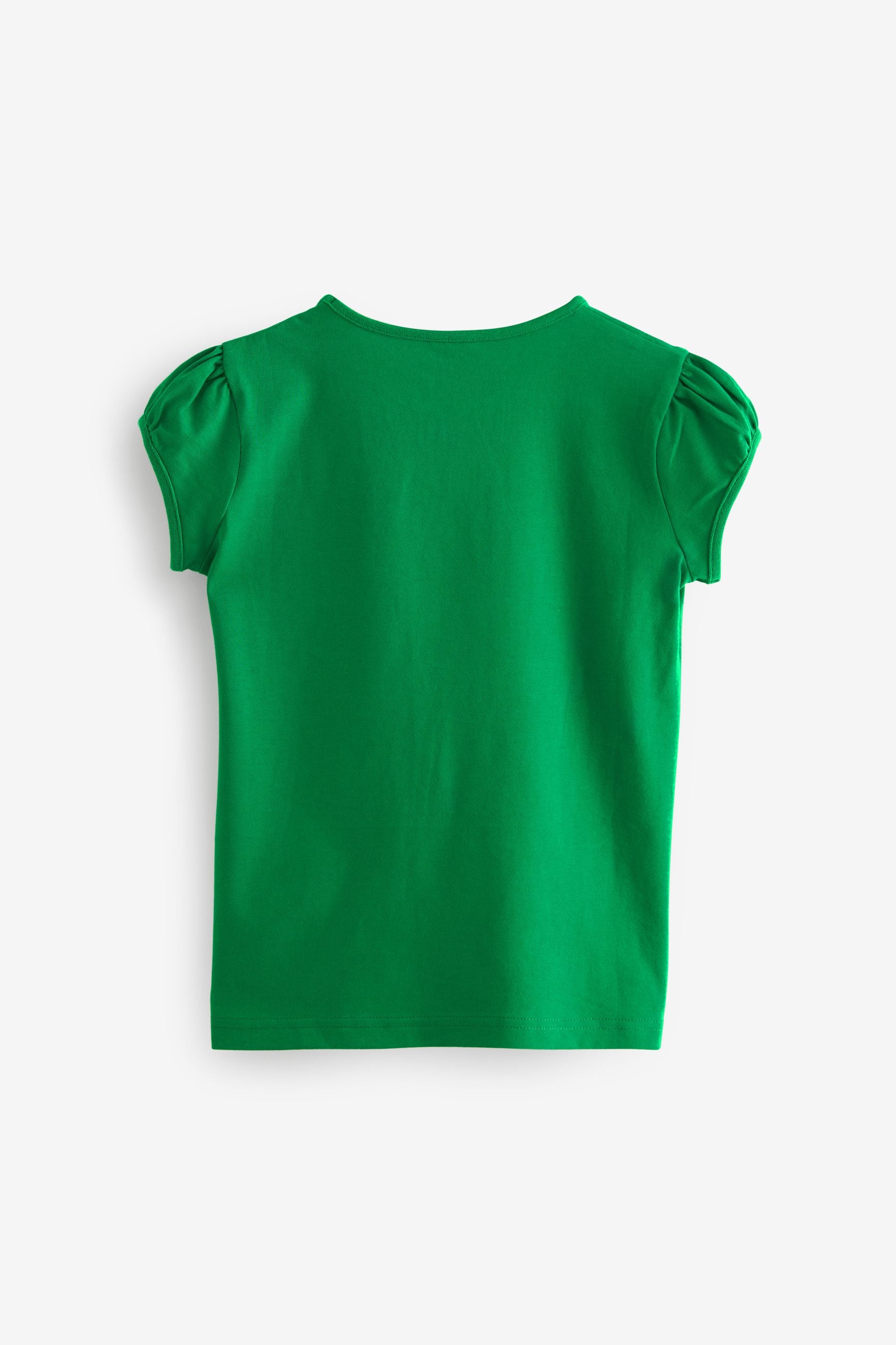 Green 100% Cotton Puff Sleeve T-Shirts 2 Pack (3-16yrs)