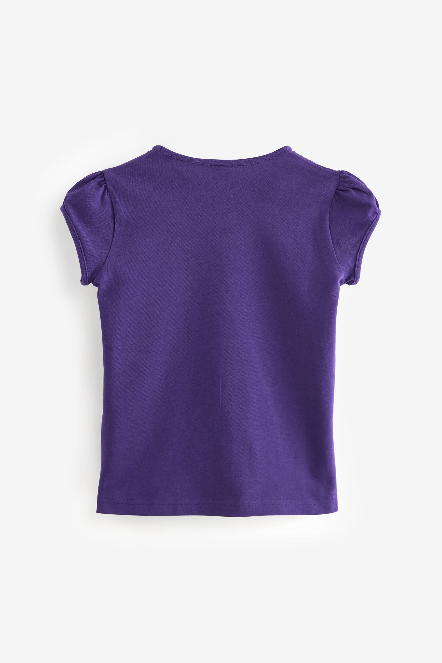 Purple 100% Cotton Puff Sleeve T-Shirts 2 Pack (3-16yrs)