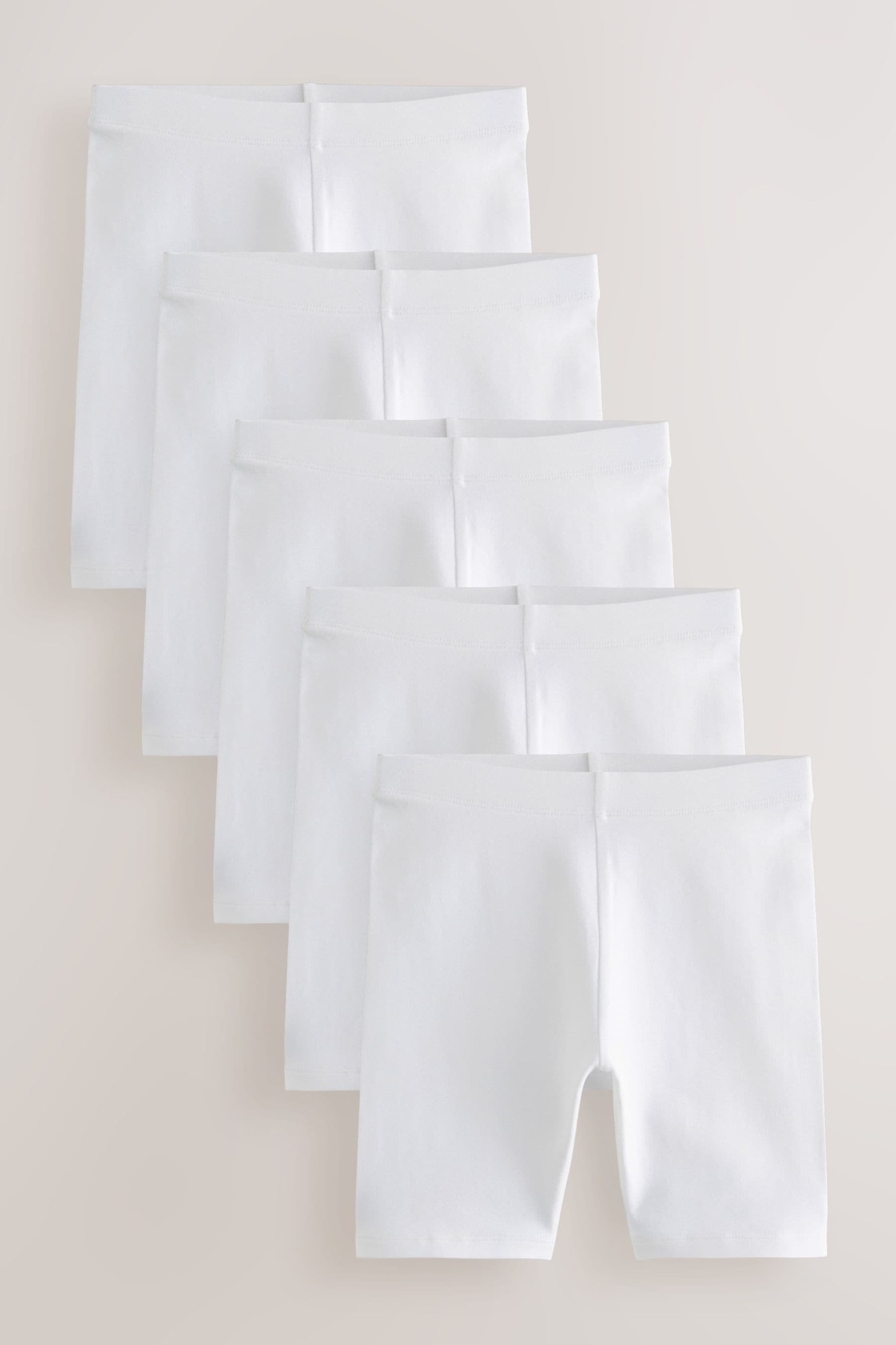 White Longer Length 5 Pack Cotton Rich Stretch Cycle Shorts (3-16yrs)