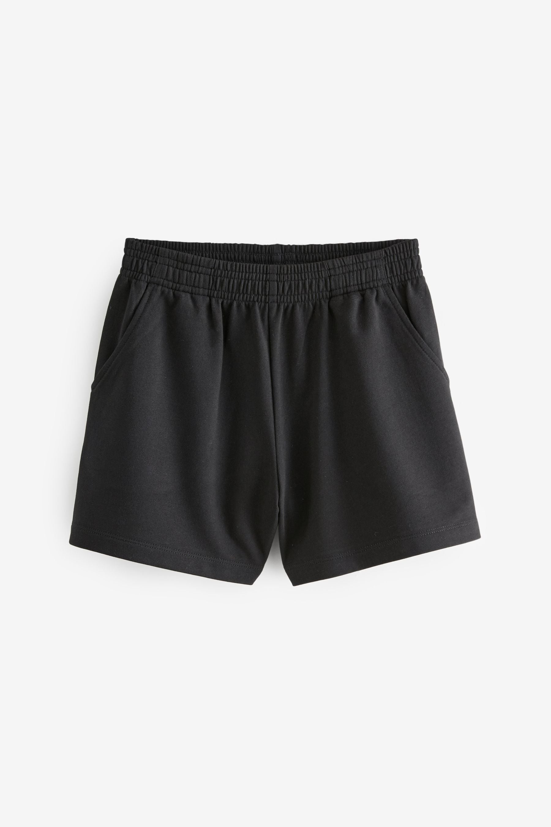 Black 100% Cotton Drawstring Sports Shorts (3-16yrs)