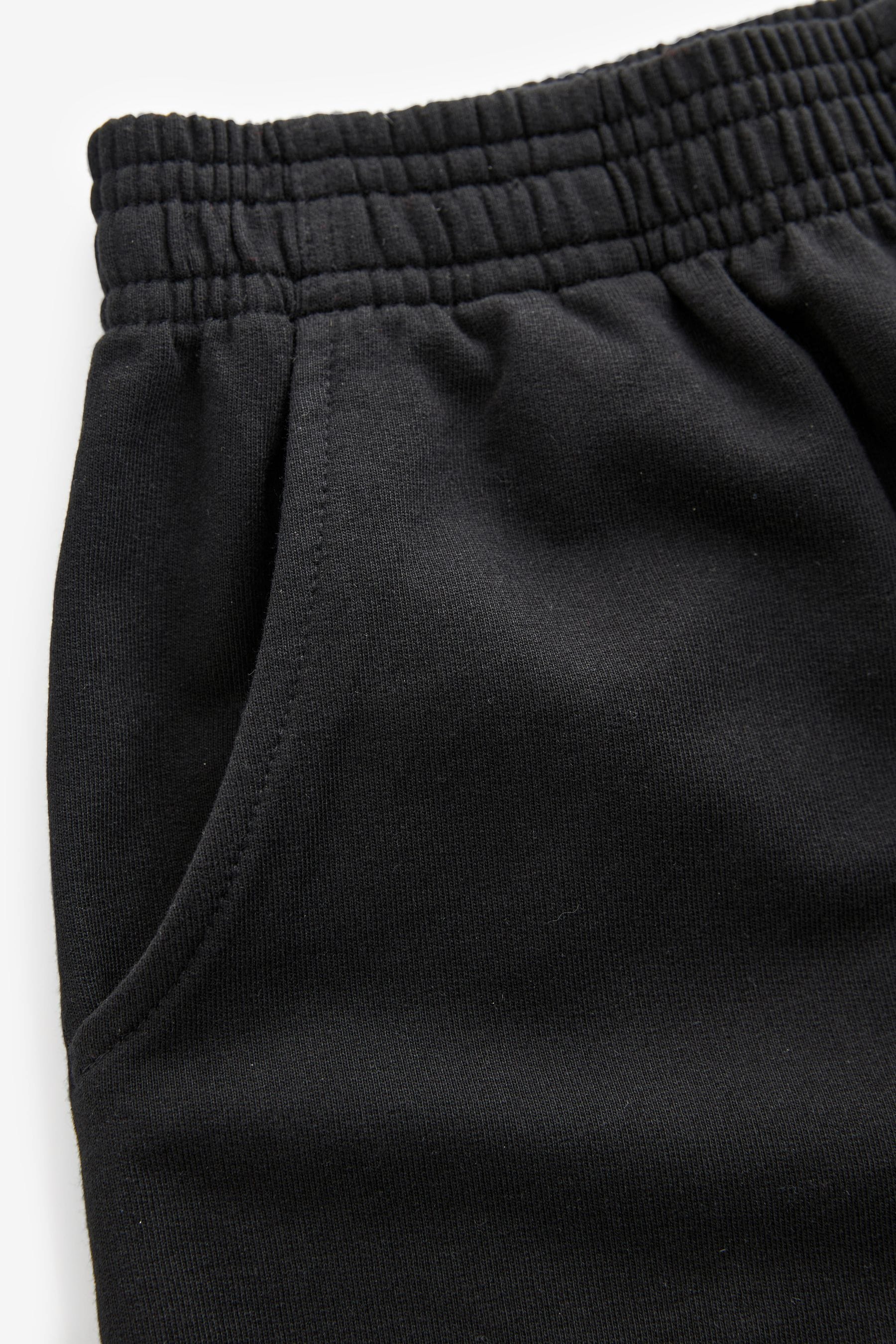 Black 100% Cotton Drawstring Sports Shorts (3-16yrs)