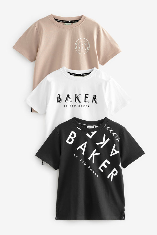 Baker by Ted Baker 100% Cotton Graphic T-Shirts 3 Pack