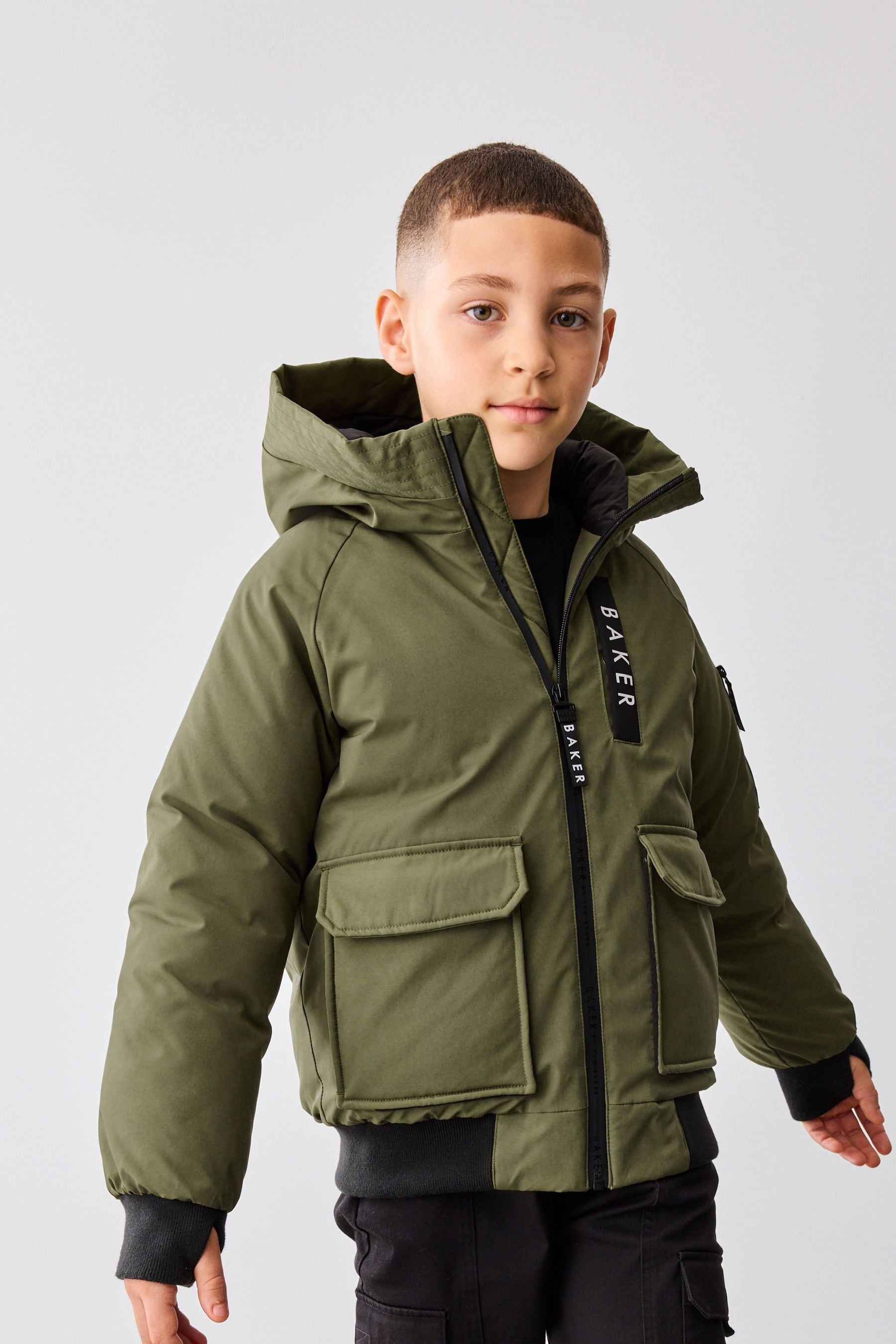 Baker by Ted Baker Khaki/Green Shower Resistant Padded Bomber Coat