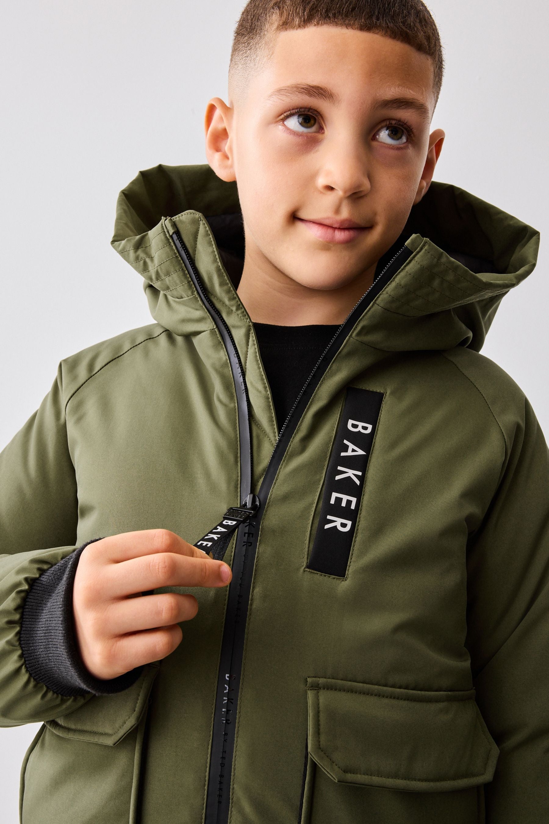 Baker by Ted Baker Khaki/Green Shower Resistant Padded Bomber Coat