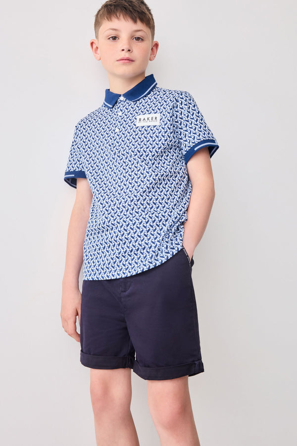 Baker by Ted Baker Printed 100% Cotton Polo Shirt