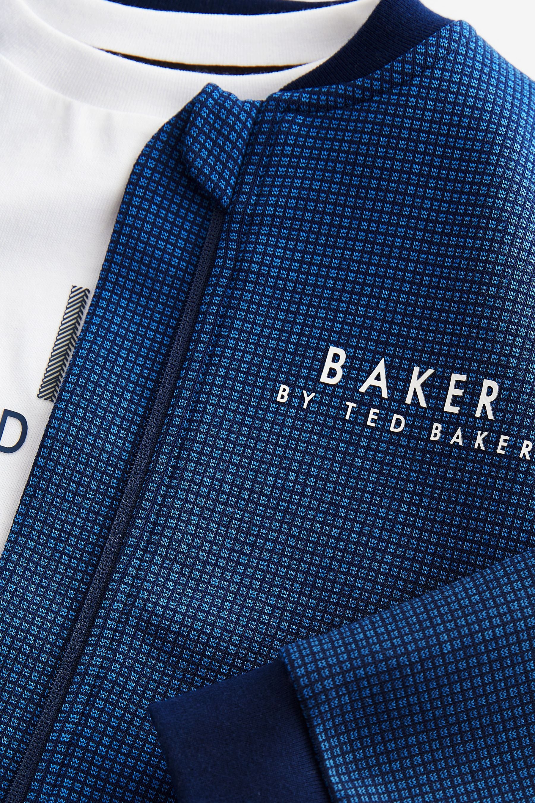 Baker by Ted Baker Blue 100% Cotton Bomber Jacket T-Shirt and Trousers Set