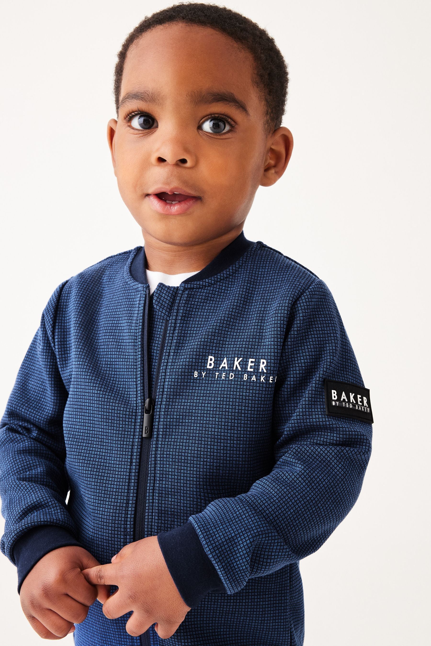 Baker by Ted Baker Blue 100% Cotton Bomber Jacket T-Shirt and Trousers Set