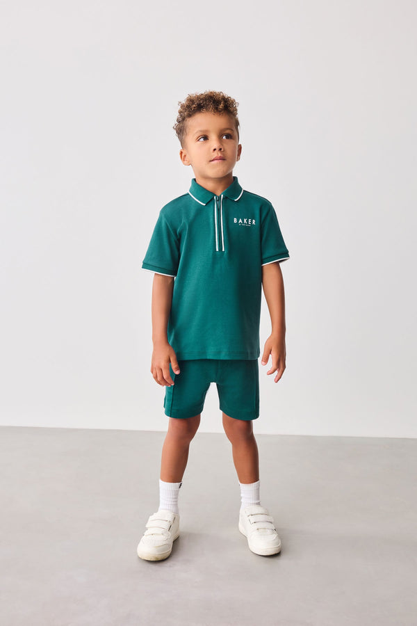 Baker by Ted Baker Green 100% Cotton Polo Shirt and Short Set