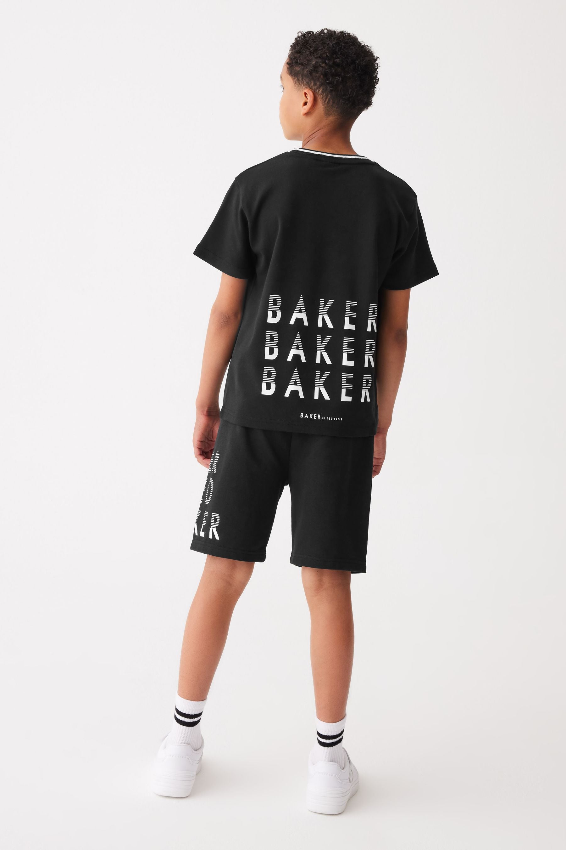 Baker by Ted Baker 100% Cotton Graphic Black T-Shirt and Shorts Set