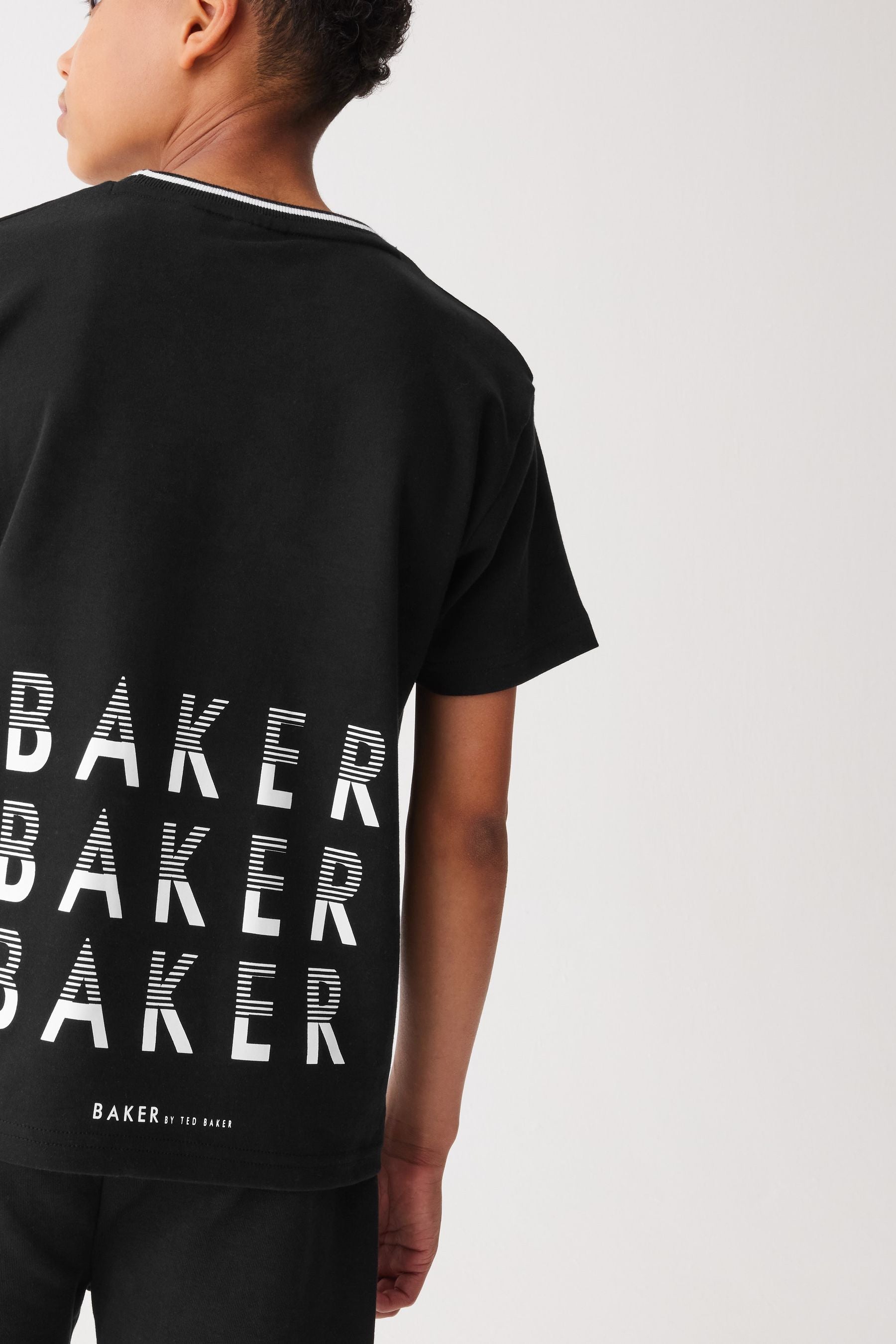 Baker by Ted Baker 100% Cotton Graphic Black T-Shirt and Shorts Set