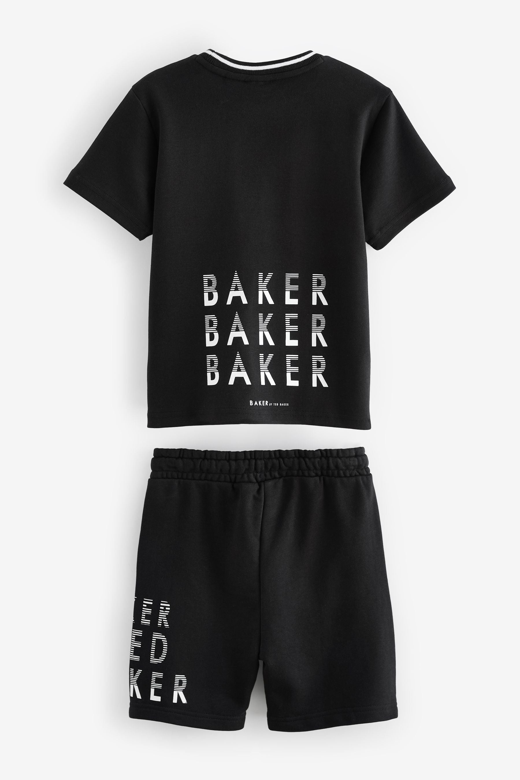 Baker by Ted Baker 100% Cotton Graphic Black T-Shirt and Shorts Set