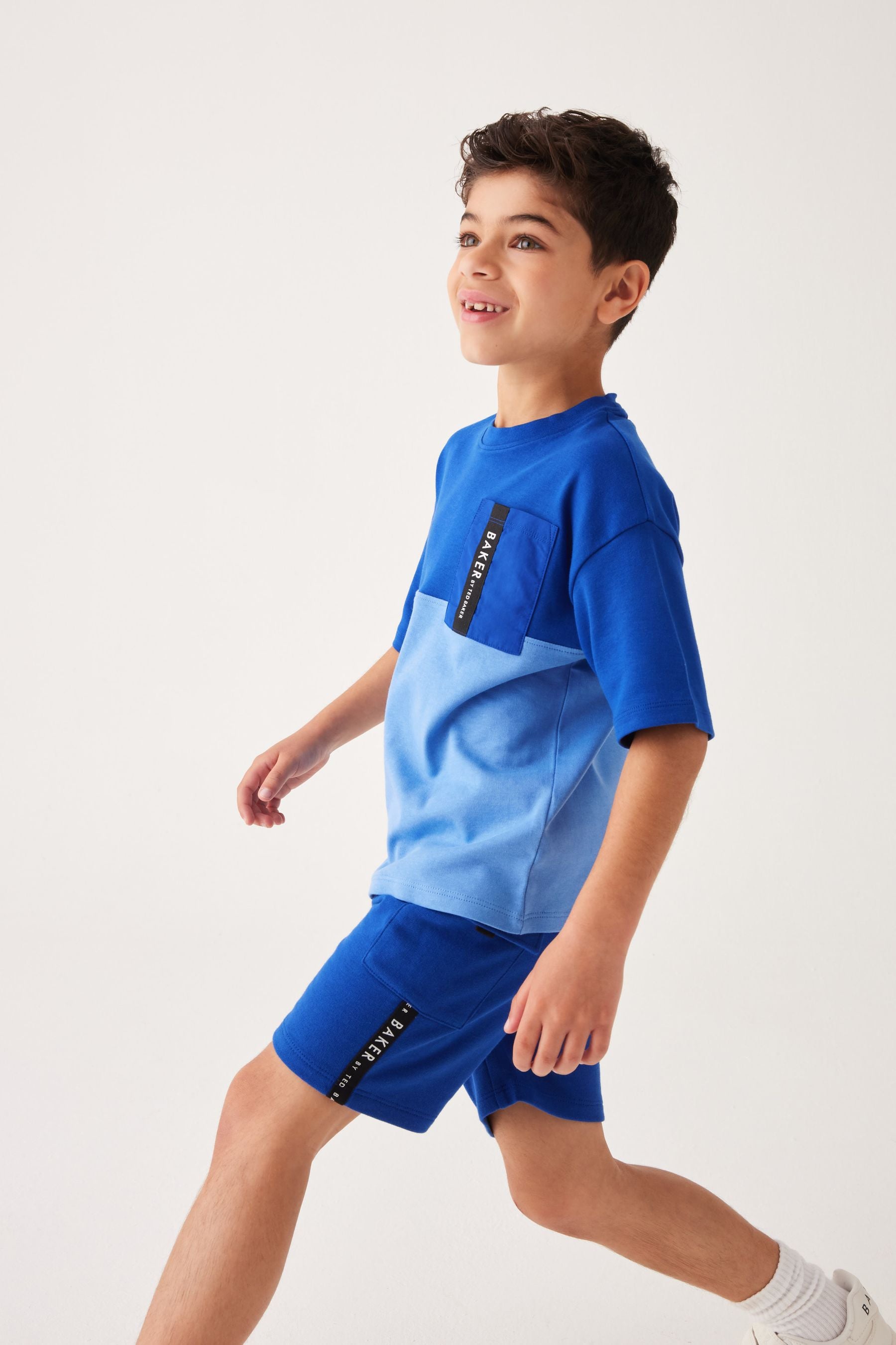 Baker by Ted Baker Blue Colourblock T-Shirt and Shorts Set