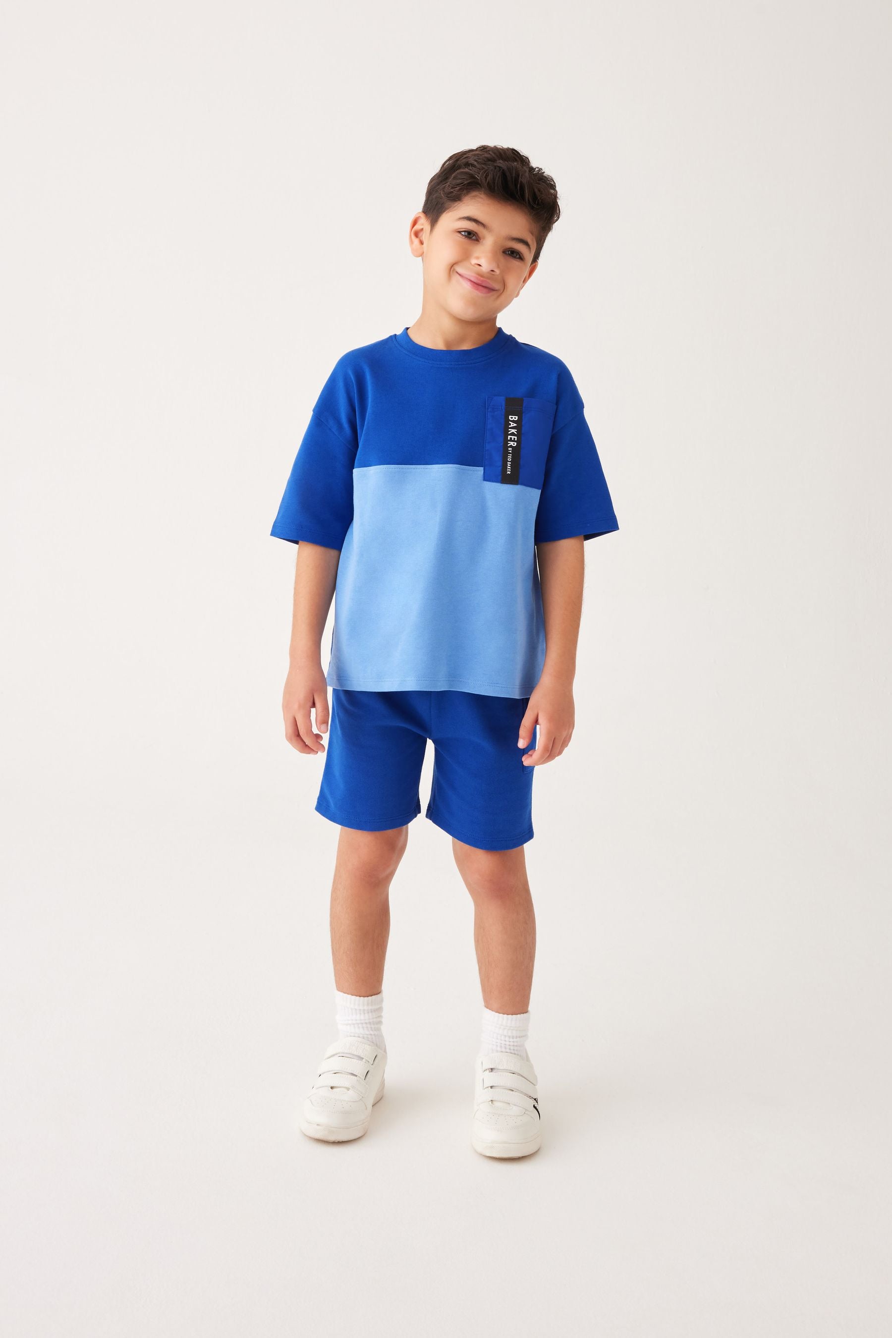 Baker by Ted Baker Blue Colourblock 100% Cotton T-Shirt and Shorts Set