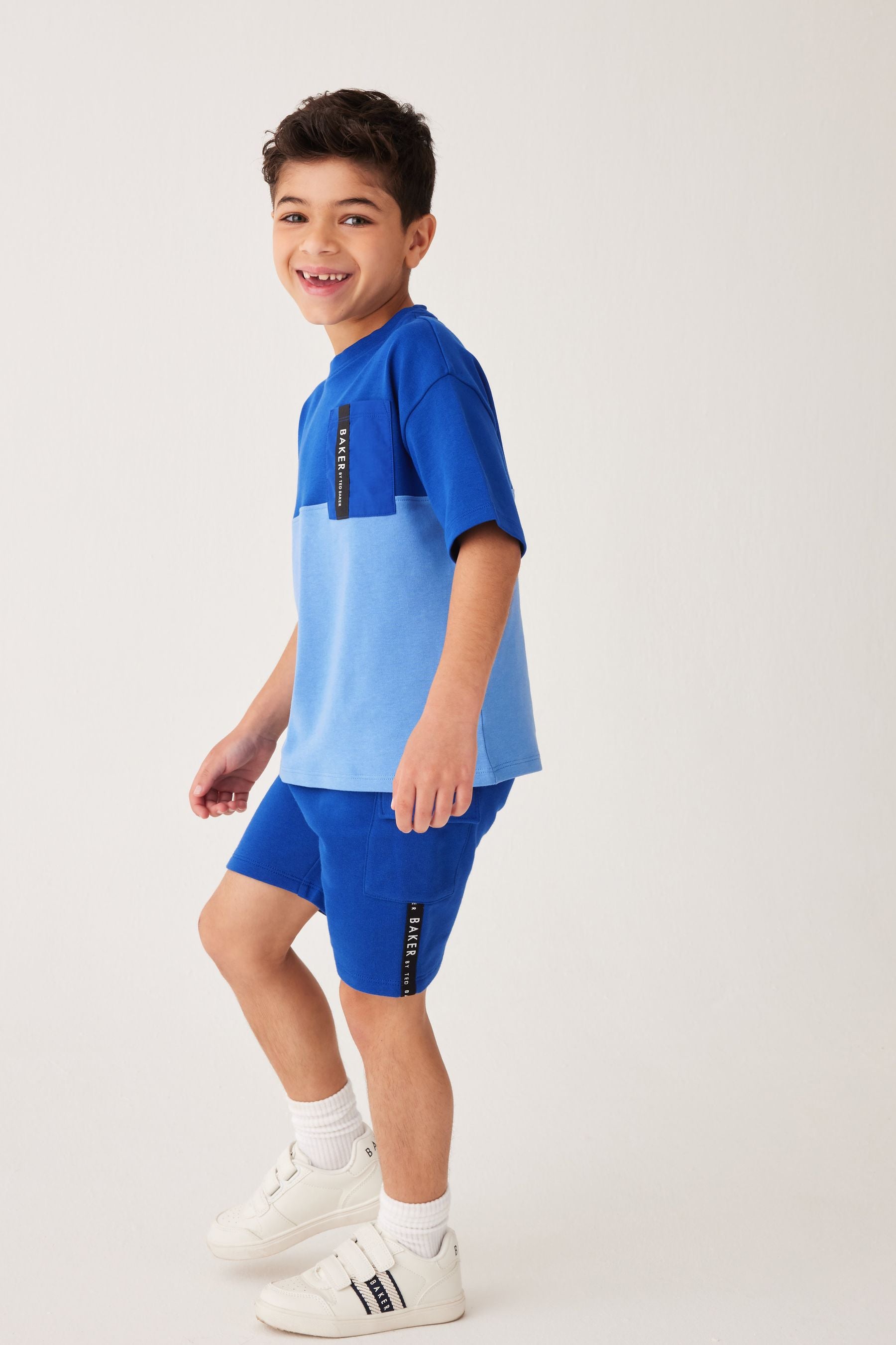 Baker by Ted Baker Blue Colourblock T-Shirt and Shorts Set