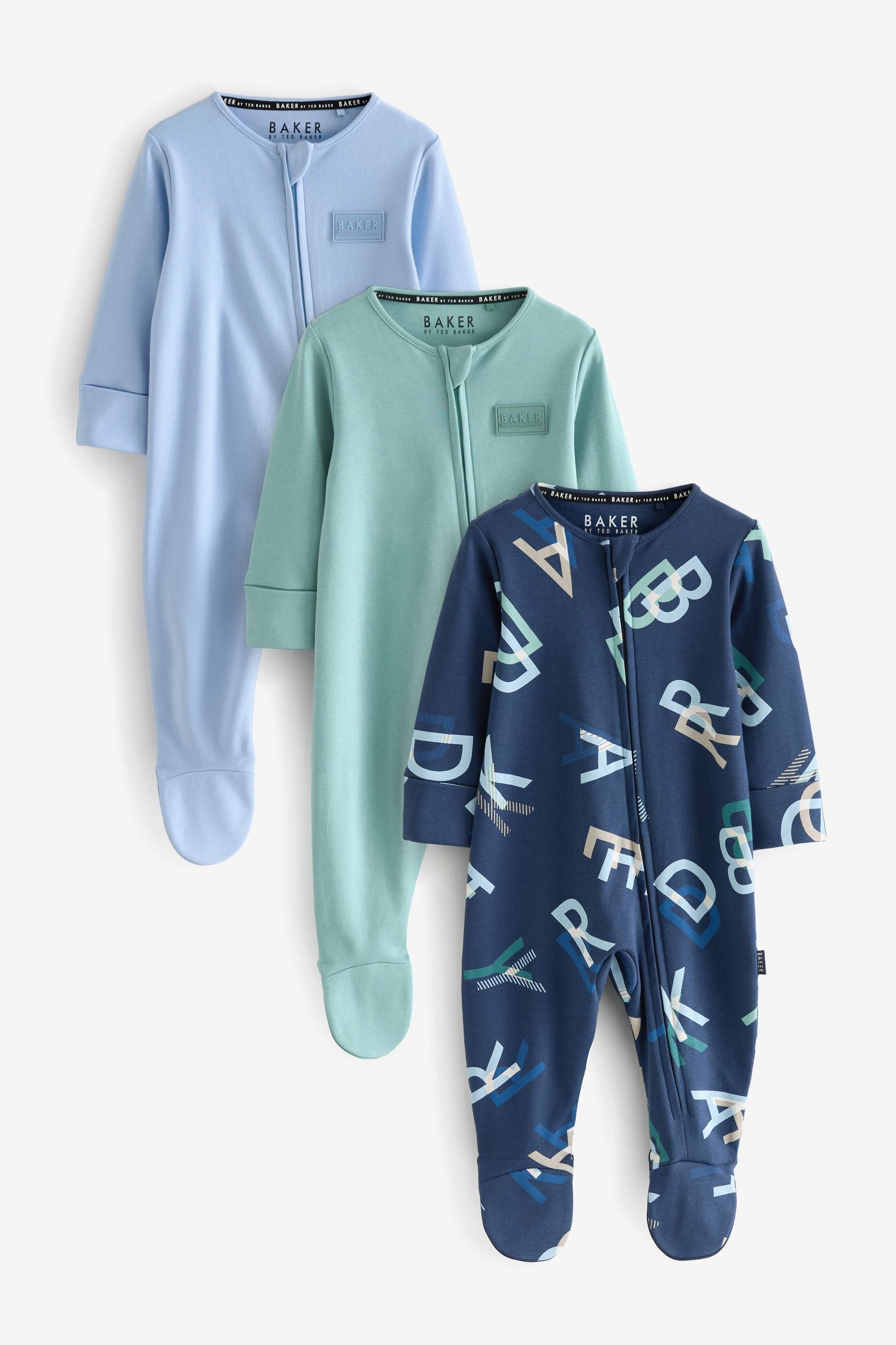 Green/Navy Baker by Ted Baker Sleepsuit 3 Pack