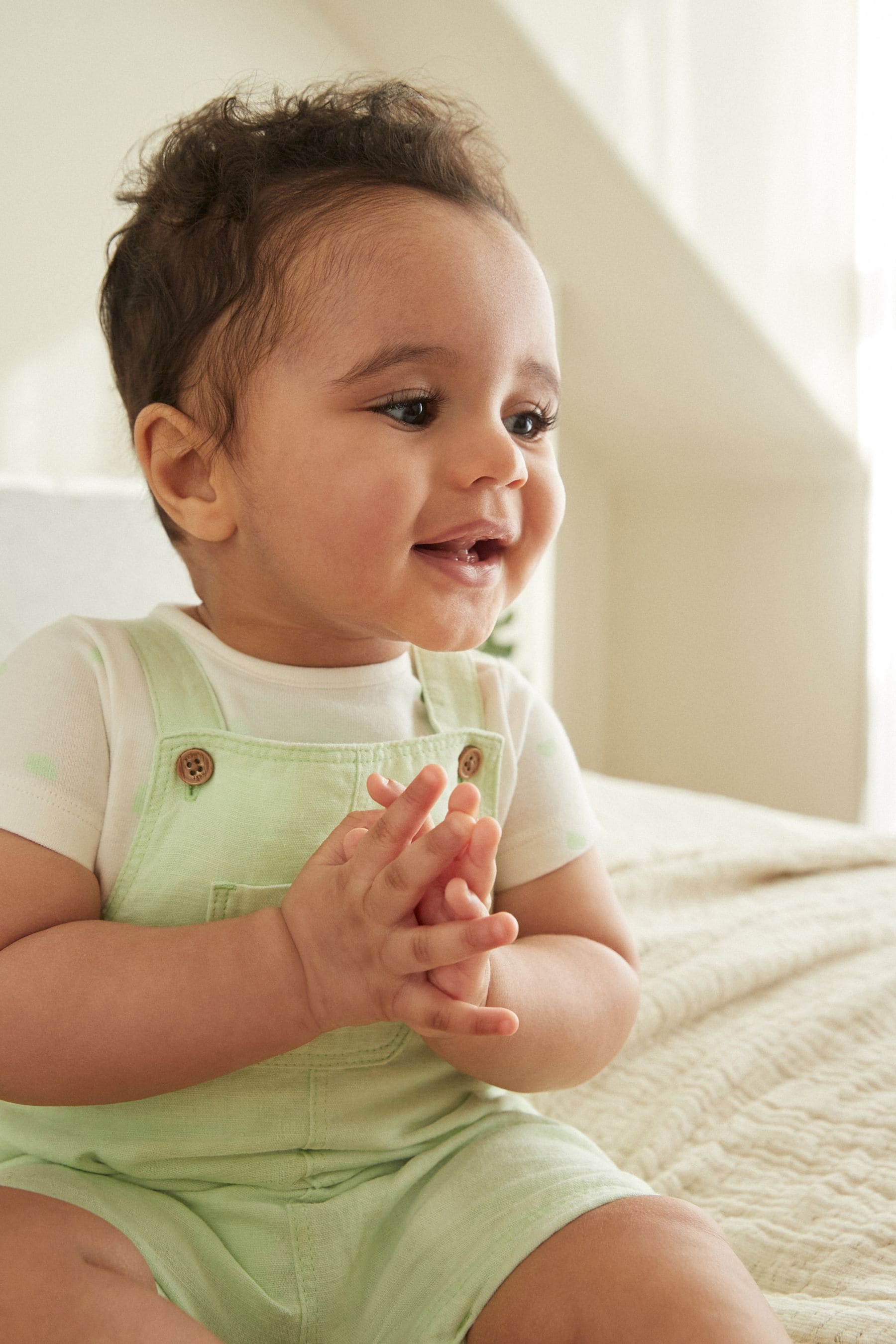 Green Fluro Woven Dungarees And Bodysuit Set (0mths-2yrs)