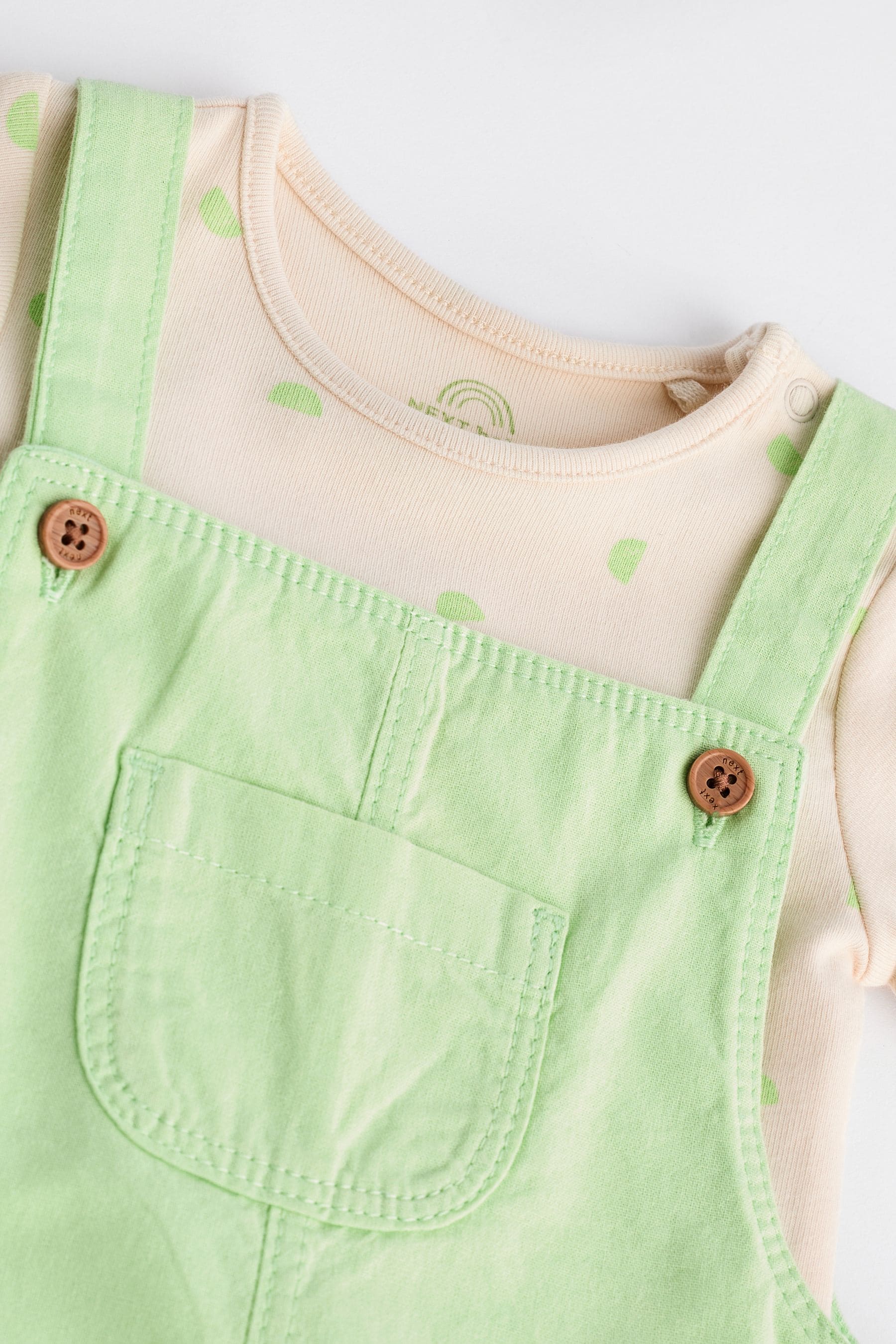 Green Fluro Woven Dungarees And Bodysuit Set (0mths-2yrs)