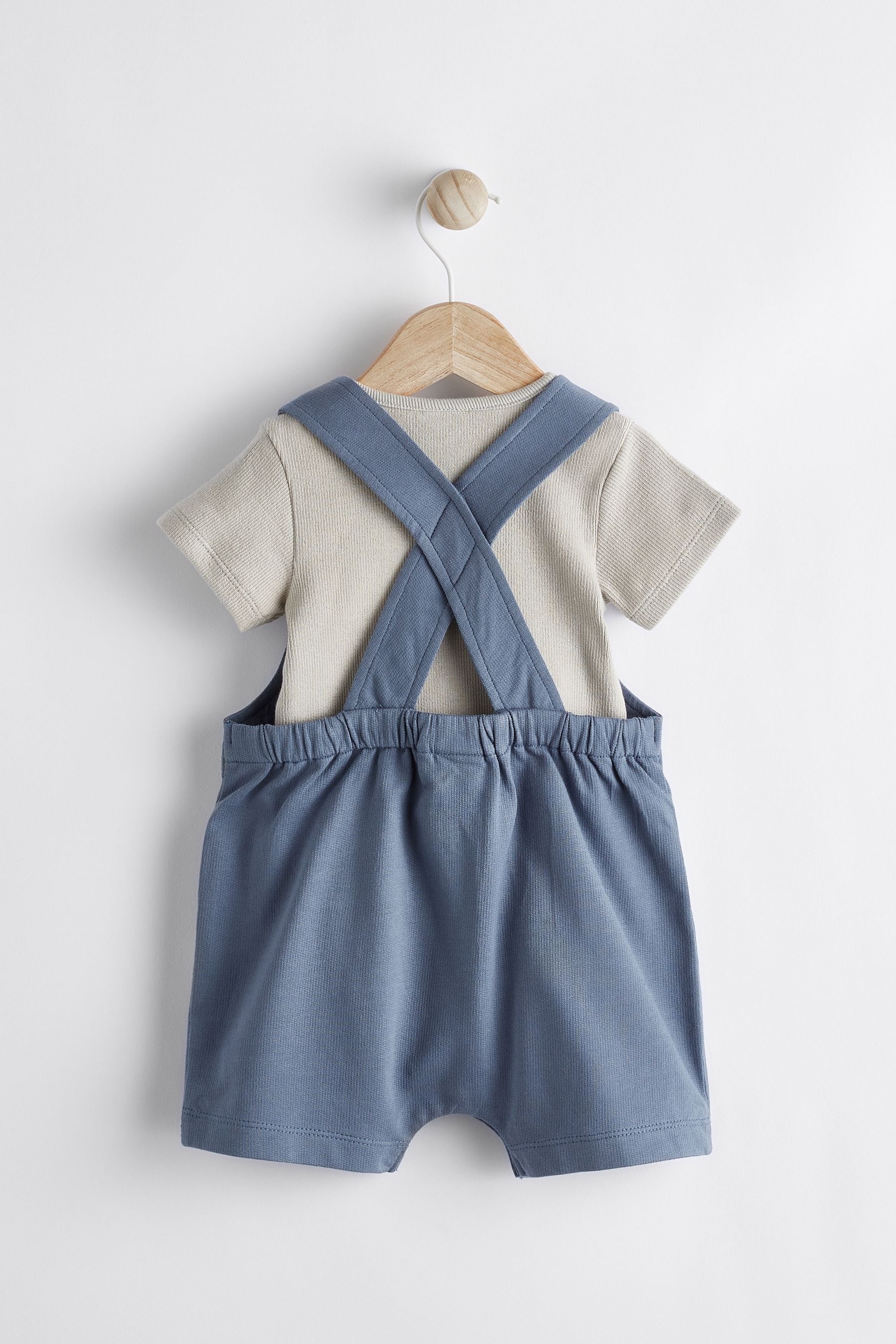 Blue Varsity Baby Jersey 100% Cotton Dungarees and Bodysuit Set (0mths-2yrs)