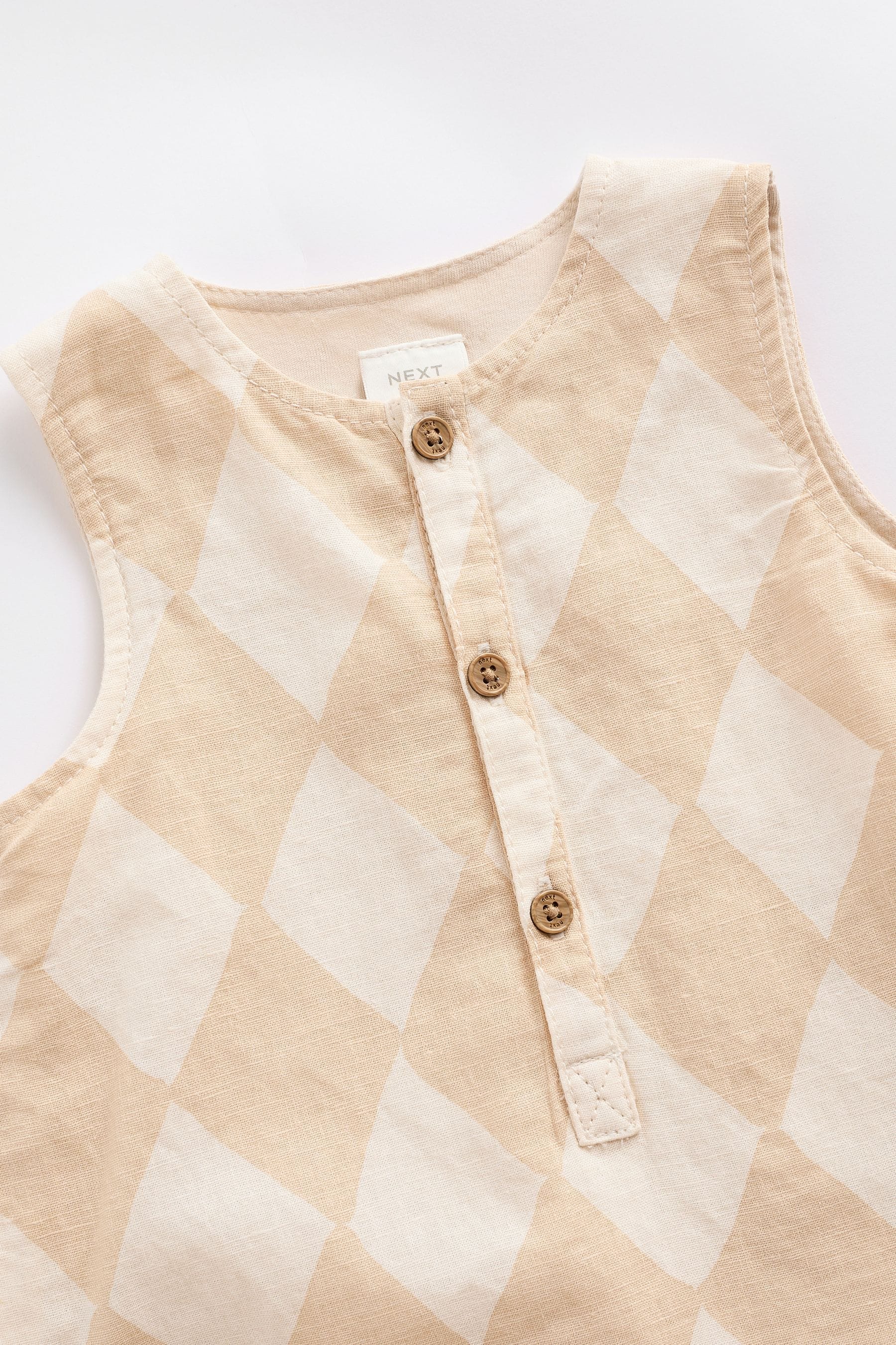 Neutral Harlequin Baby Woven Romper (0mths-2yrs)