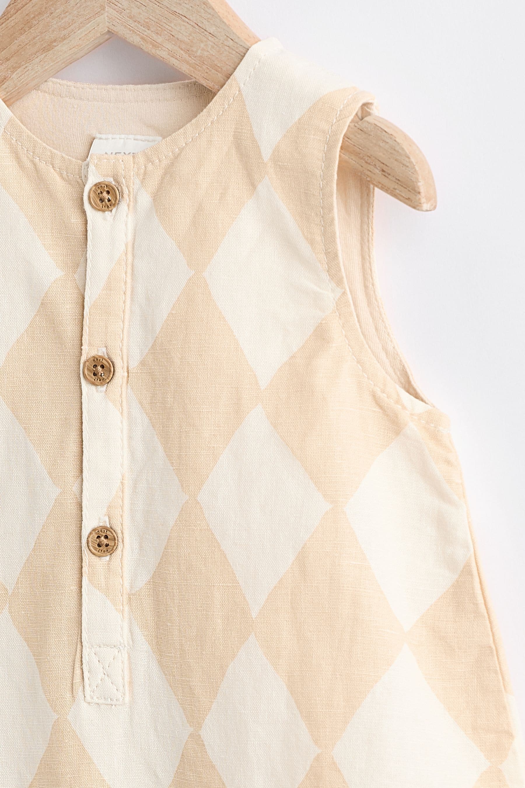 Neutral Harlequin Baby Woven Romper (0mths-2yrs)