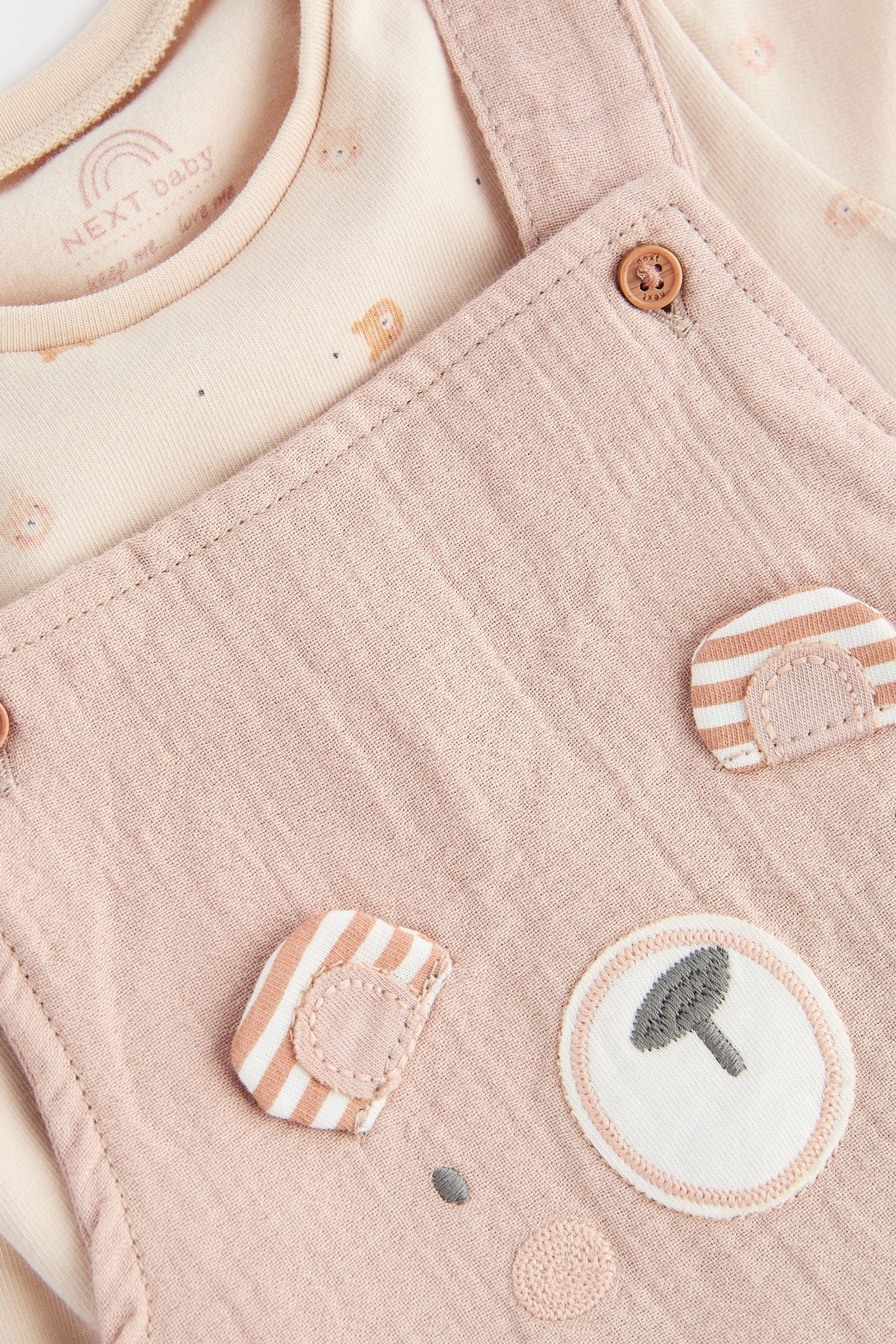 Neutral Bear Woven Dungarees And Bodysuit Set (0mths-2yrs)