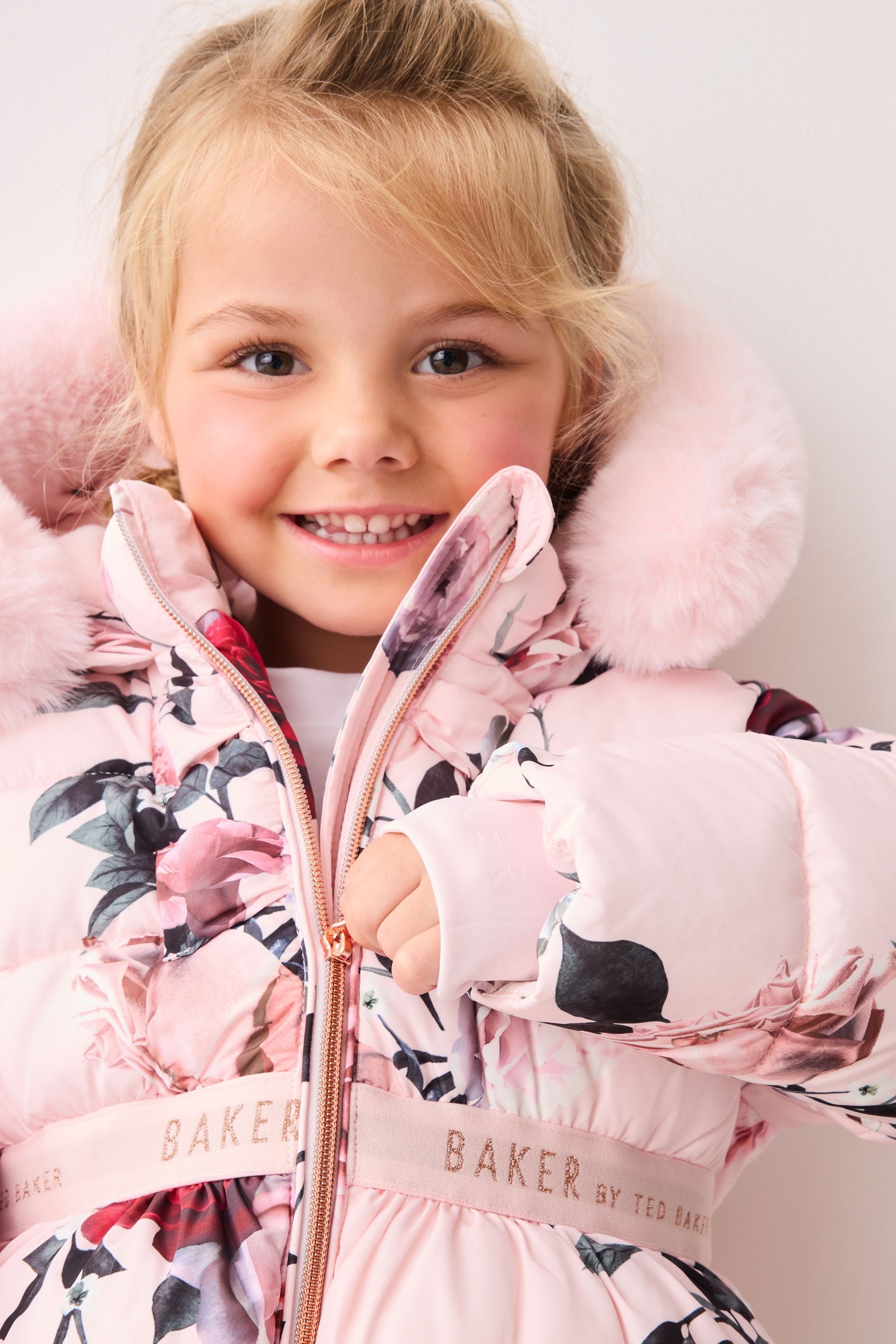 Pink Baker by Ted Baker Pink Floral Padded Coat