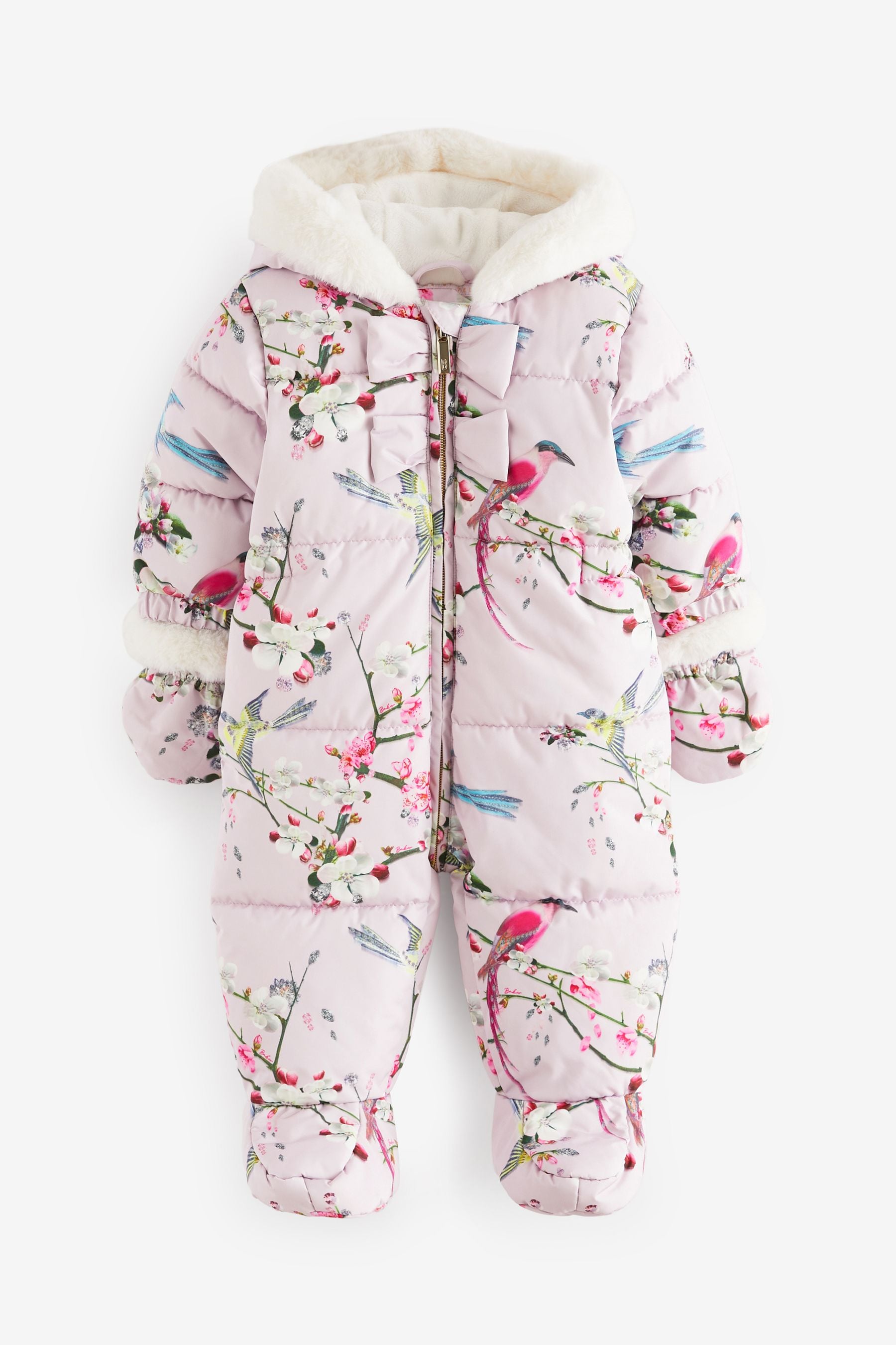 Baker by Ted Baker Lilac Purple Floral Print Shower Resistant Snowsuit