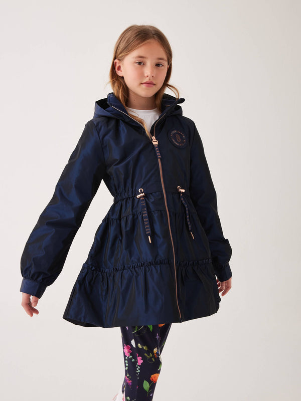 Baker by Ted Baker Navy Shower Resistant Frill Coat