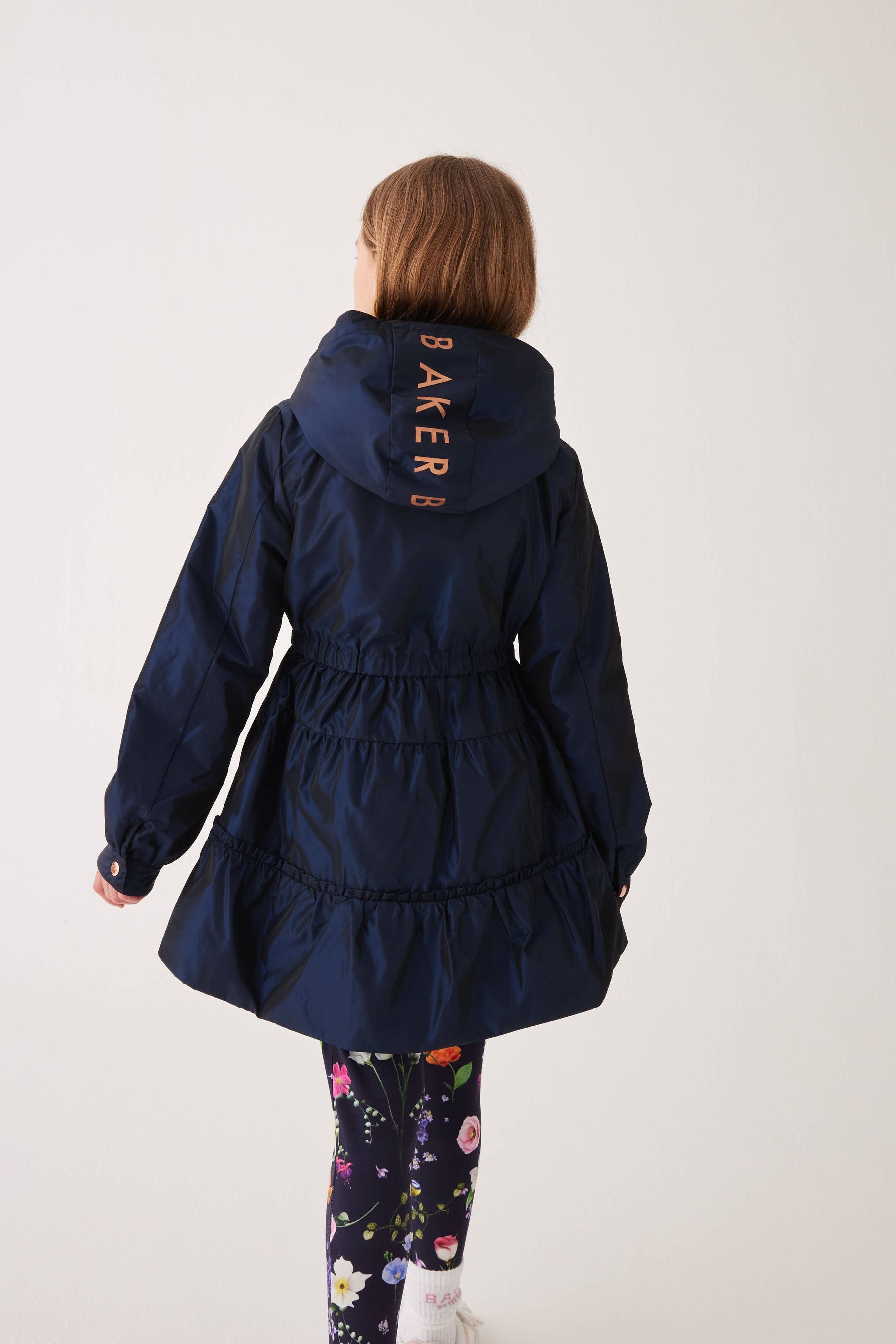 Baker by Ted Baker Navy Shower Resistant Frill Coat