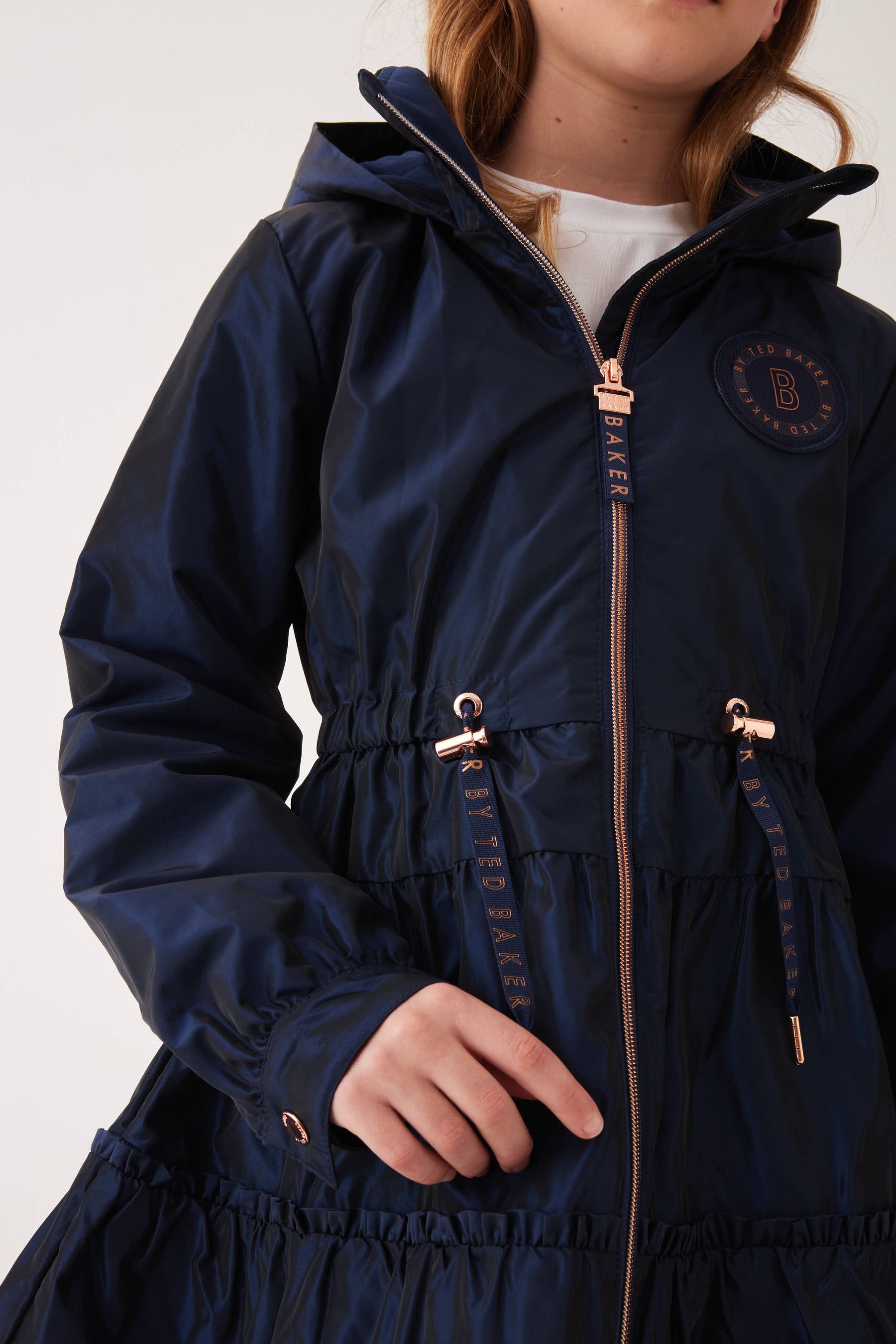 Baker by Ted Baker Navy Shower Resistant Frill Coat