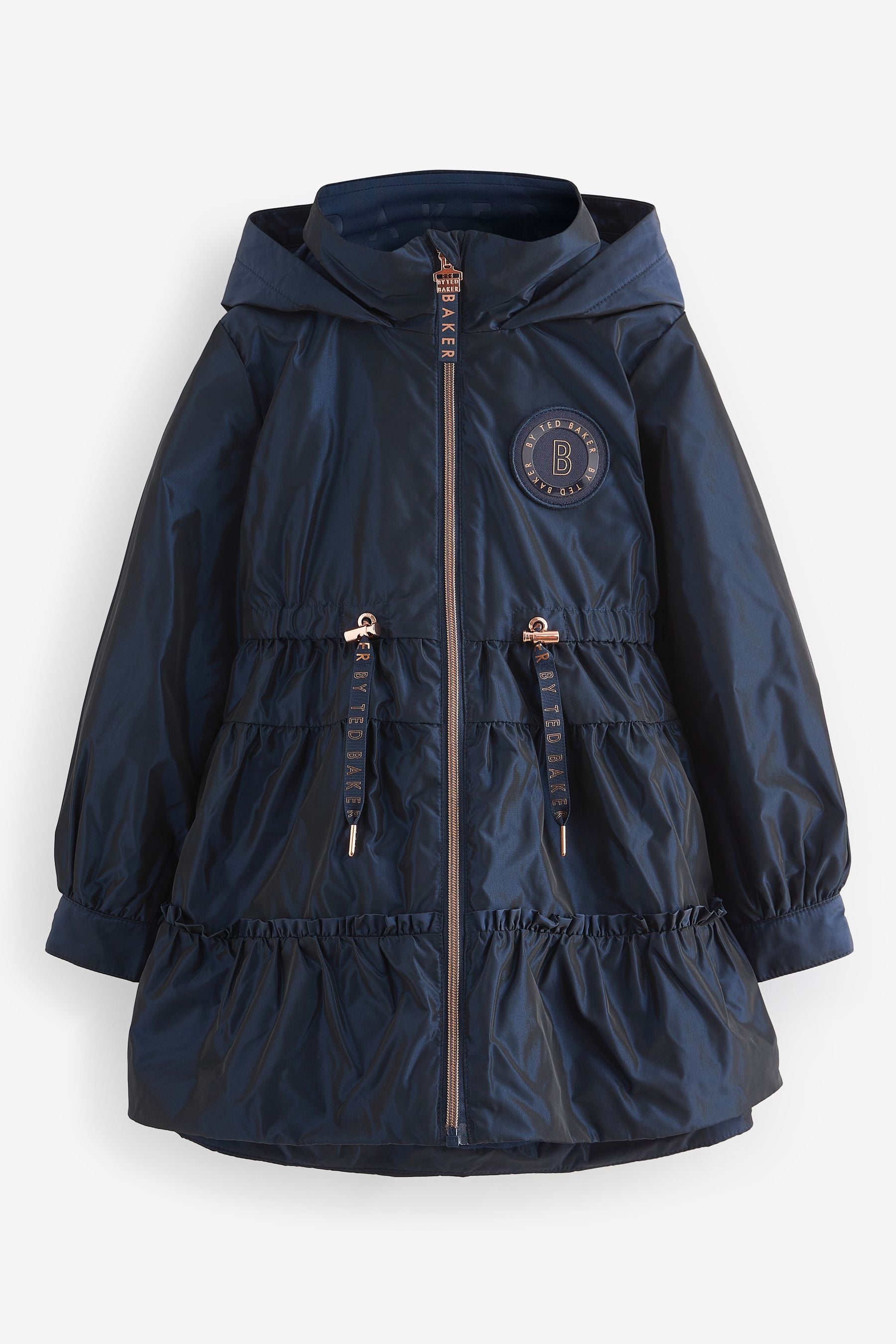 Baker by Ted Baker Navy Shower Resistant Frill Coat