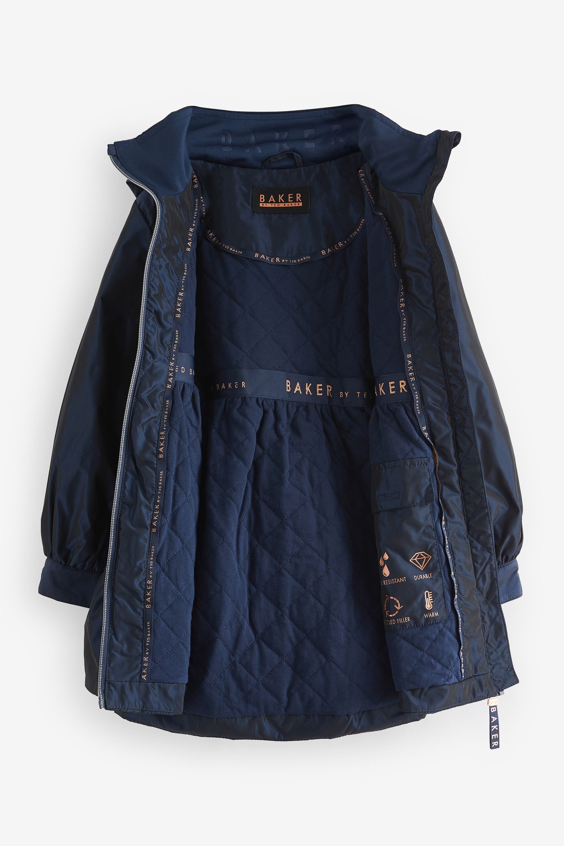 Baker by Ted Baker Navy Shower Resistant Frill Coat