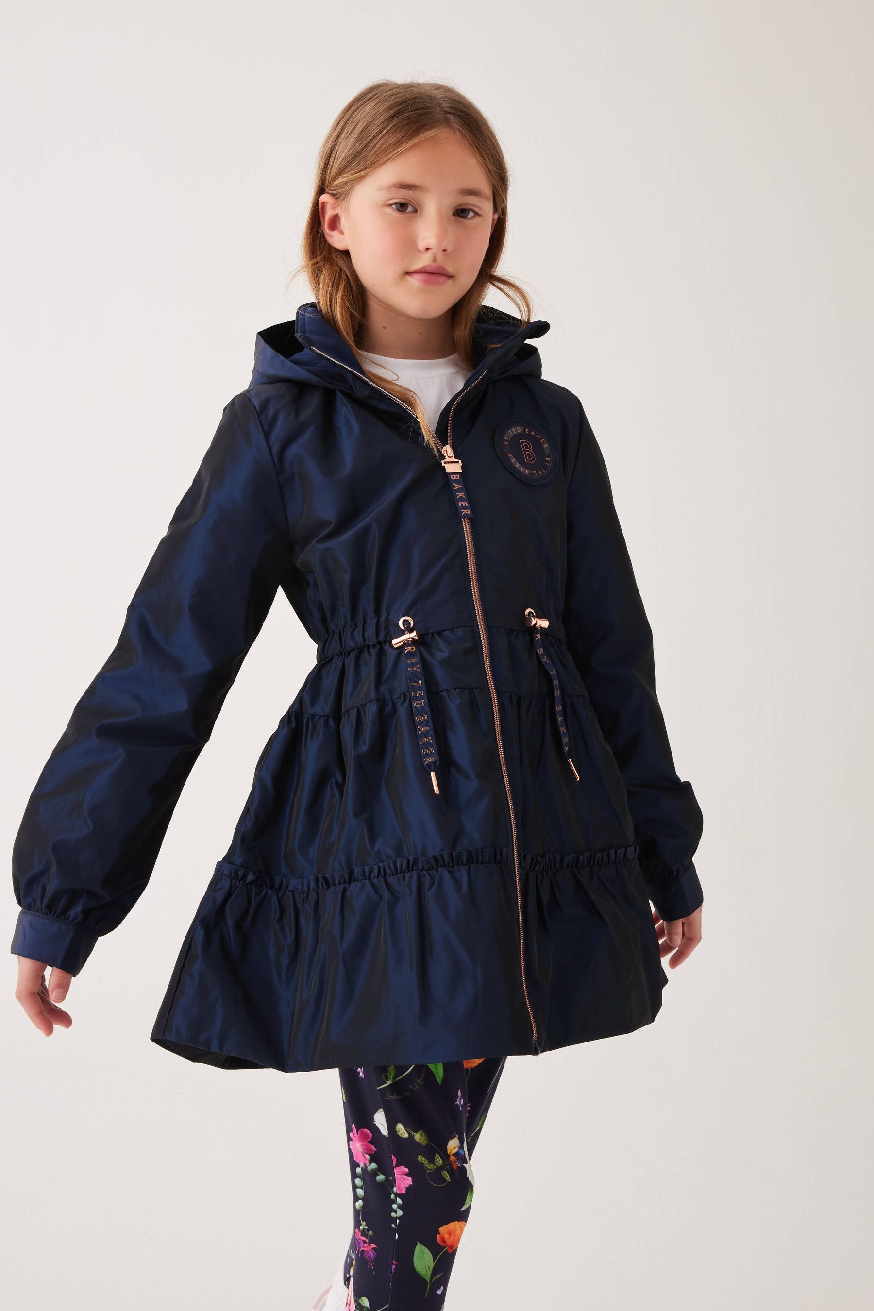 Baker by Ted Baker Navy Shower Resistant Frill Coat