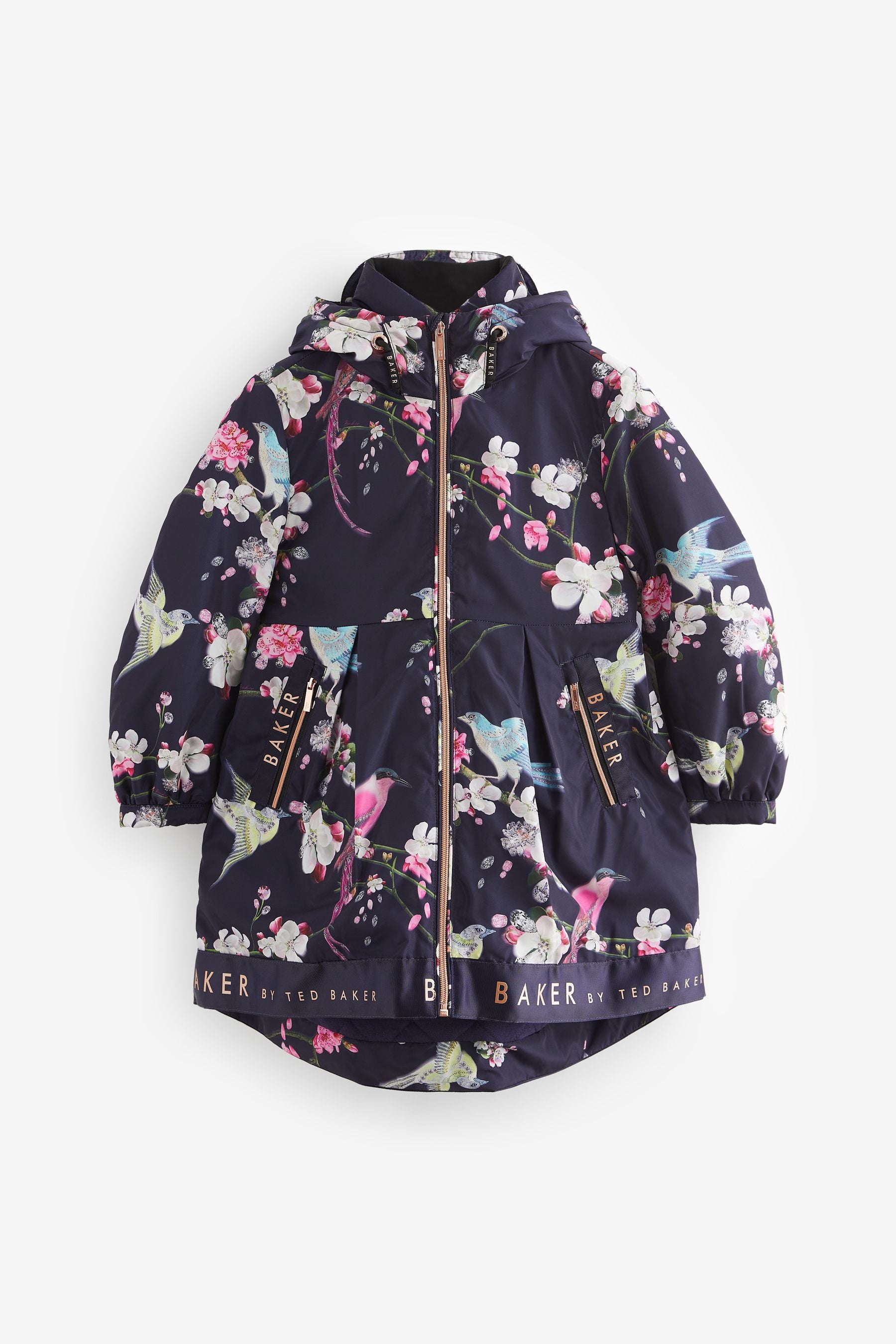 Navy Baker by Ted Baker Navy Shower Resistant Printed Raincoat