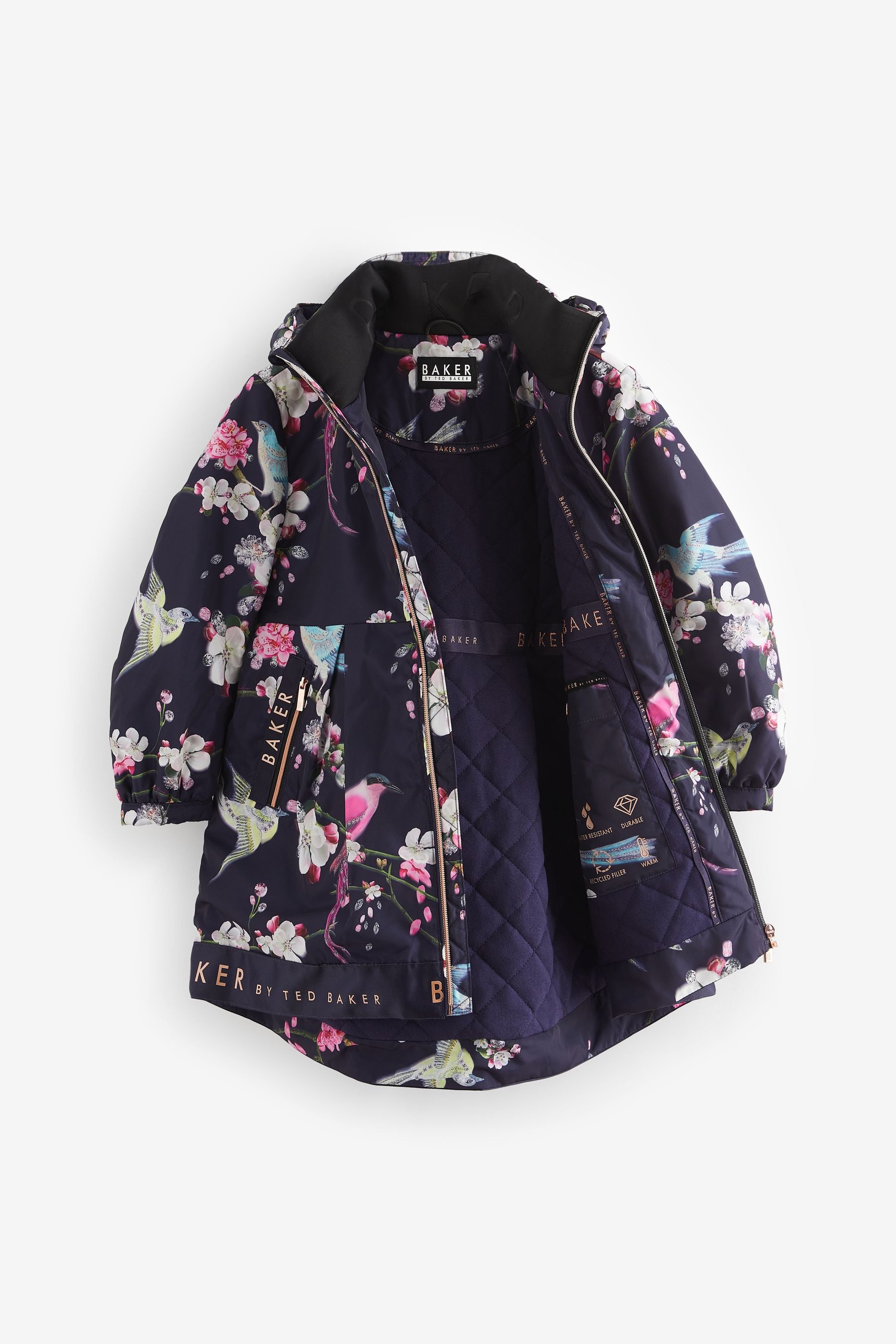 Navy Baker by Ted Baker Navy Shower Resistant Printed Raincoat