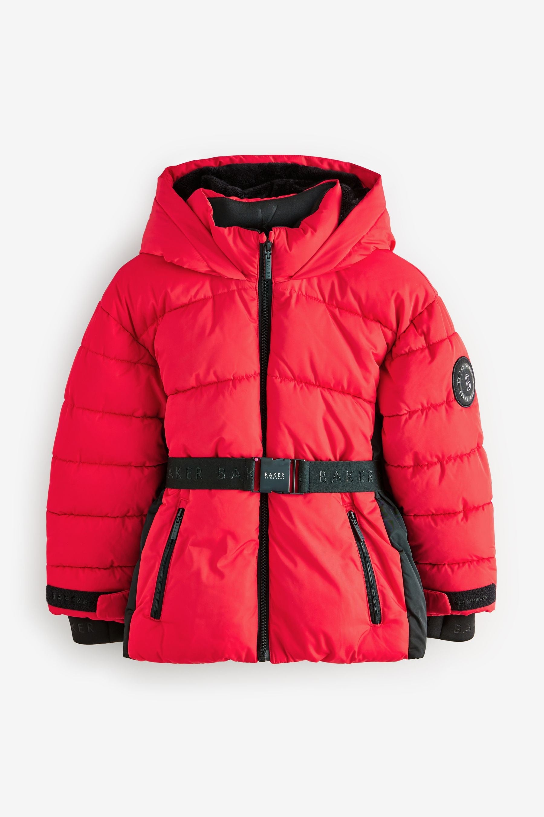 Baker by Ted Baker Red Shower Resistant Belted Padded Coat