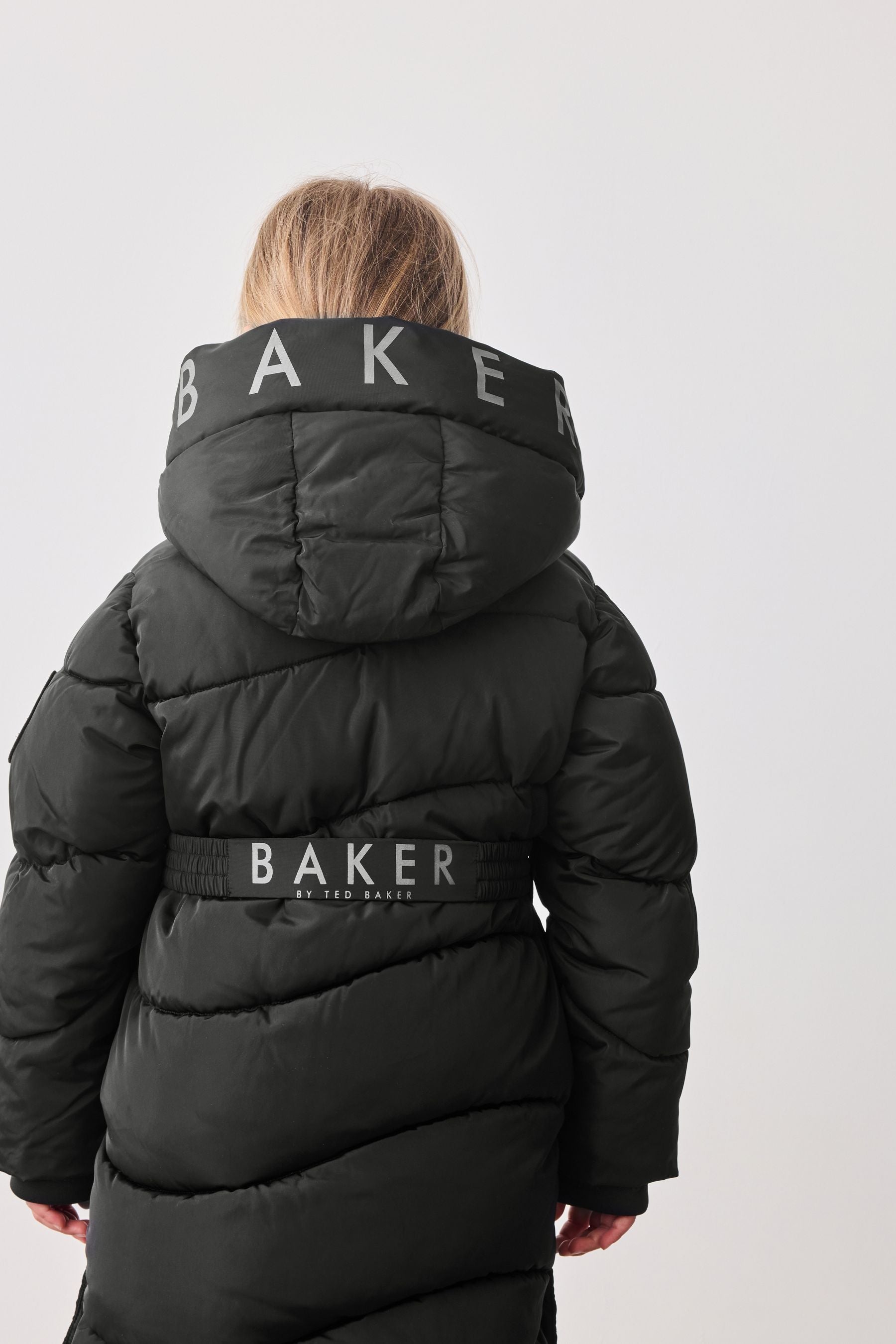 Baker by Ted Baker Shower Resistant Wrap Hood Belted Padded Coat