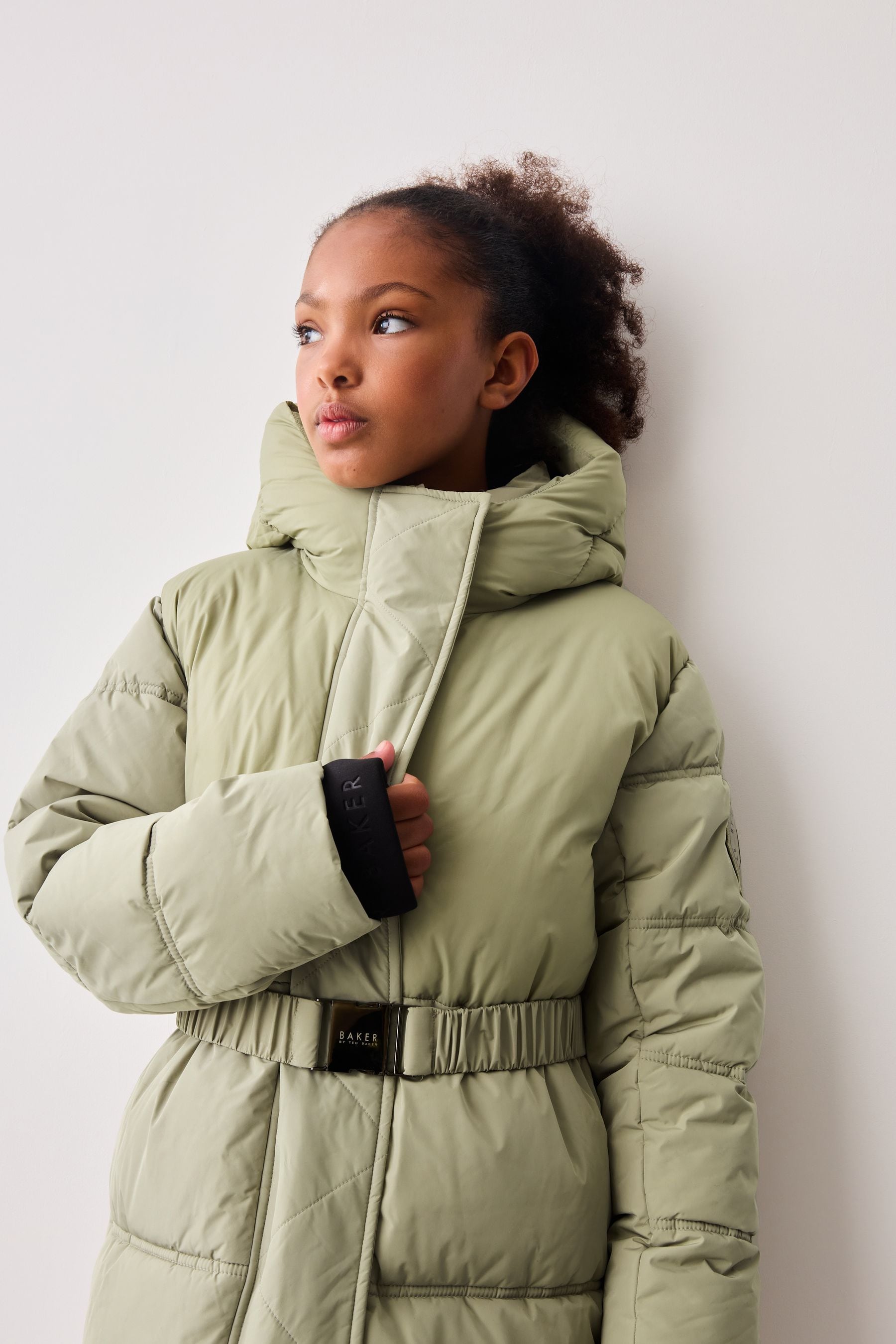 Baker by Ted Baker Khaki Green Shower Resistant Belted Coat