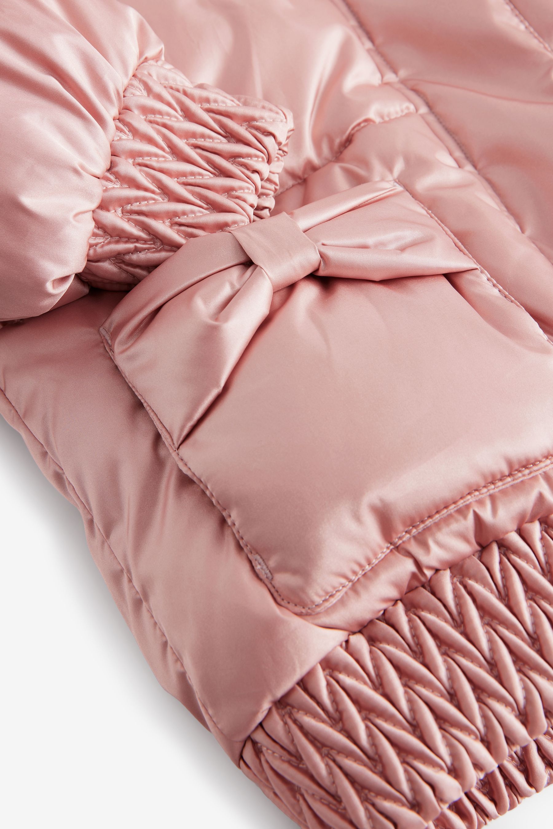 Baker by Ted Baker Pink Shower Resistant Bow Pocket Padded Coat